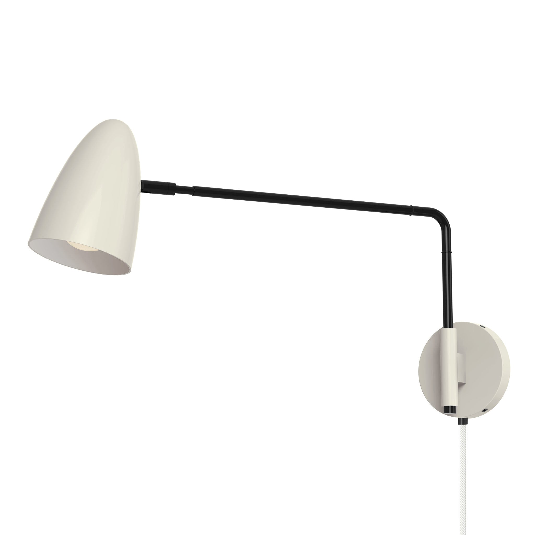 black bone color boom swing arm plug-in sconce 17" arm dutton brown lighting