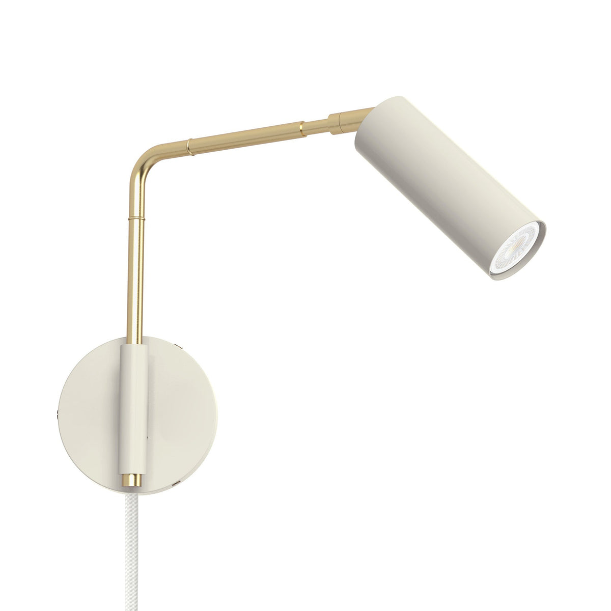 brass bone color reader swing arm plug-in sconce - 9" arm dutton brown lighting