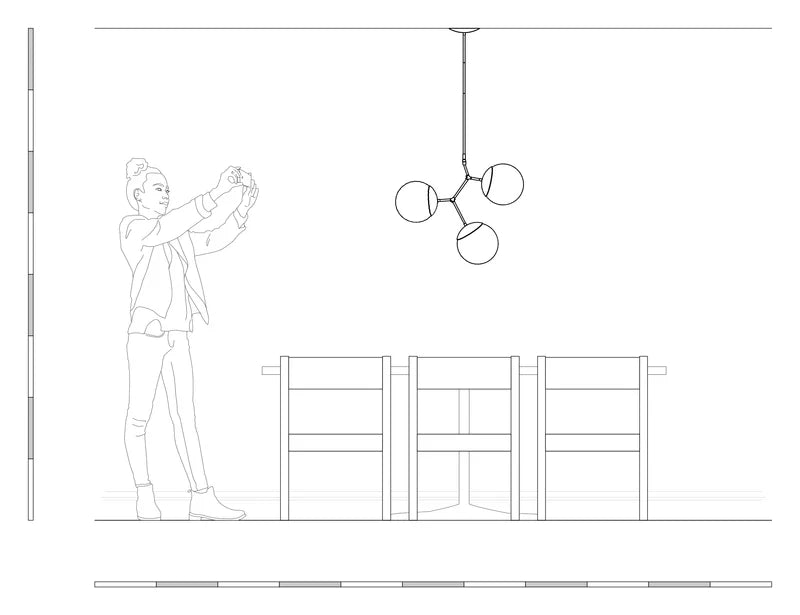 Sketch of Female taking a picture of Color Astar 3 Chandelier