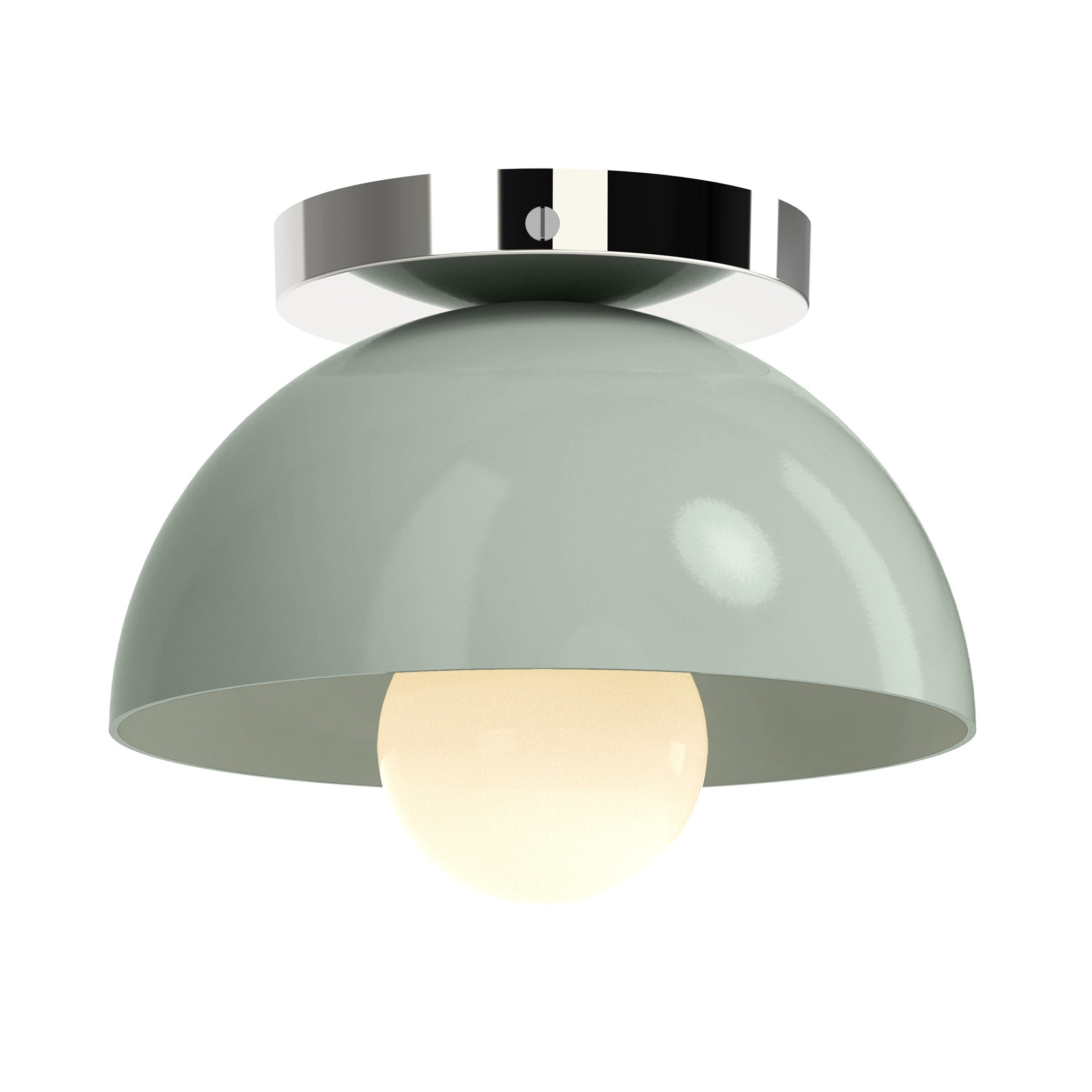 Polished nickel and spa color hemi dome flush mount 8" dutton brown lighting