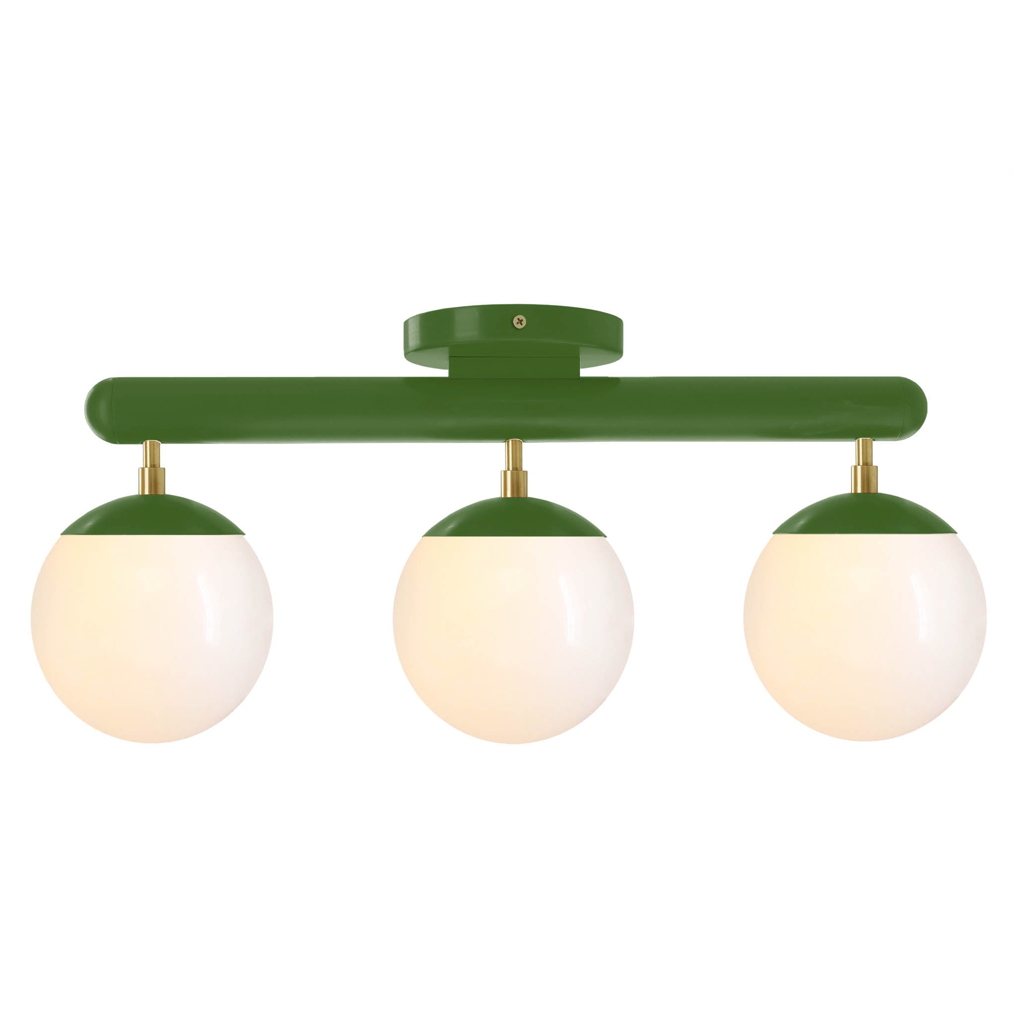 brass and python green color Icon 3 flush mount Dutton Brown lighting