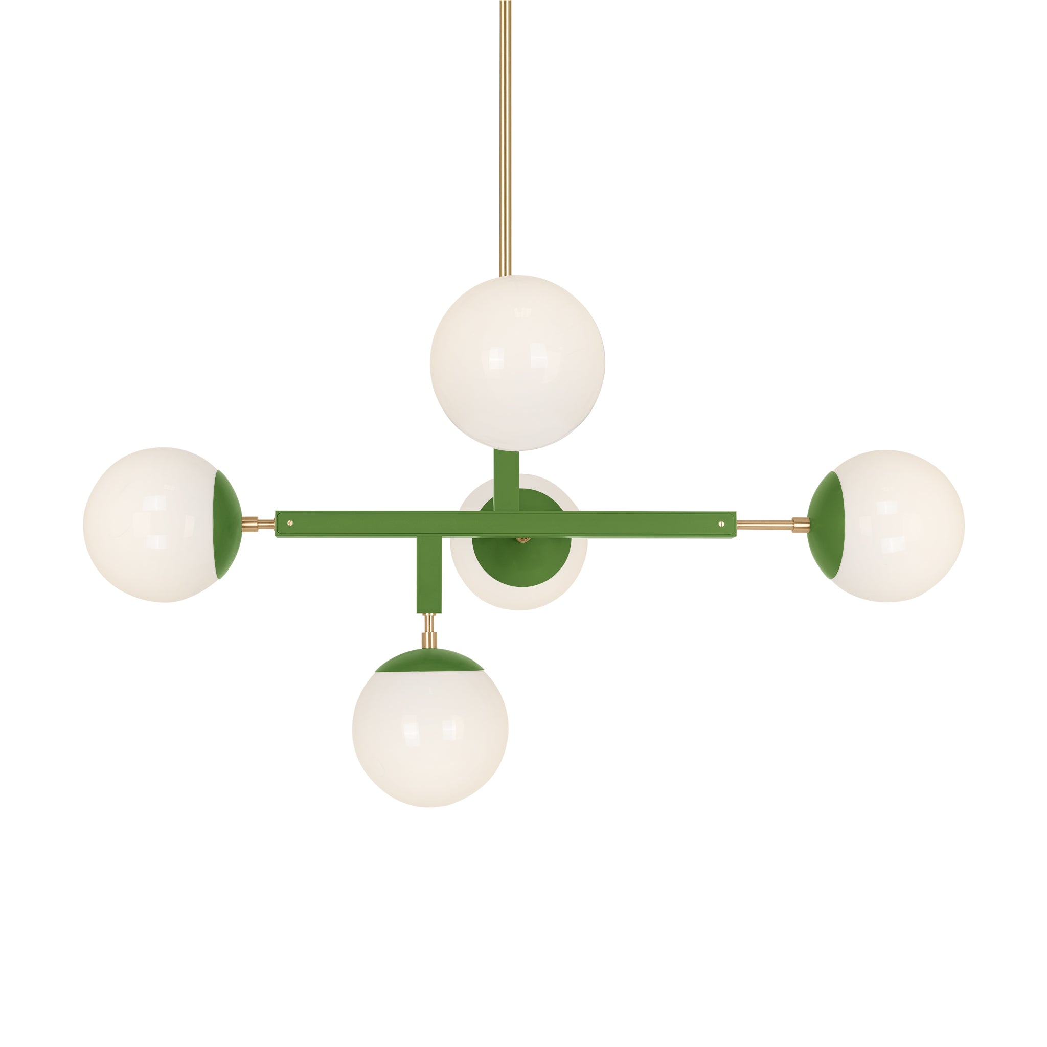Brass and python green color Prisma chandelier 35" Dutton Brown lighting