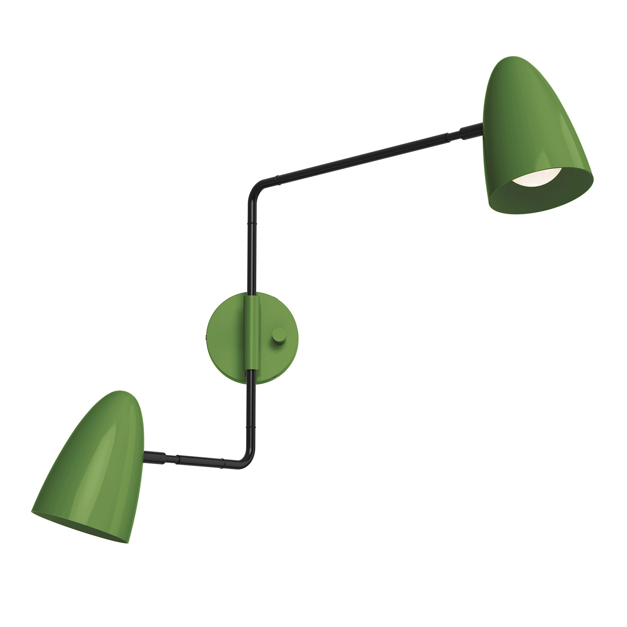 black python green color boom double swing arm sconce dutton brown lighting