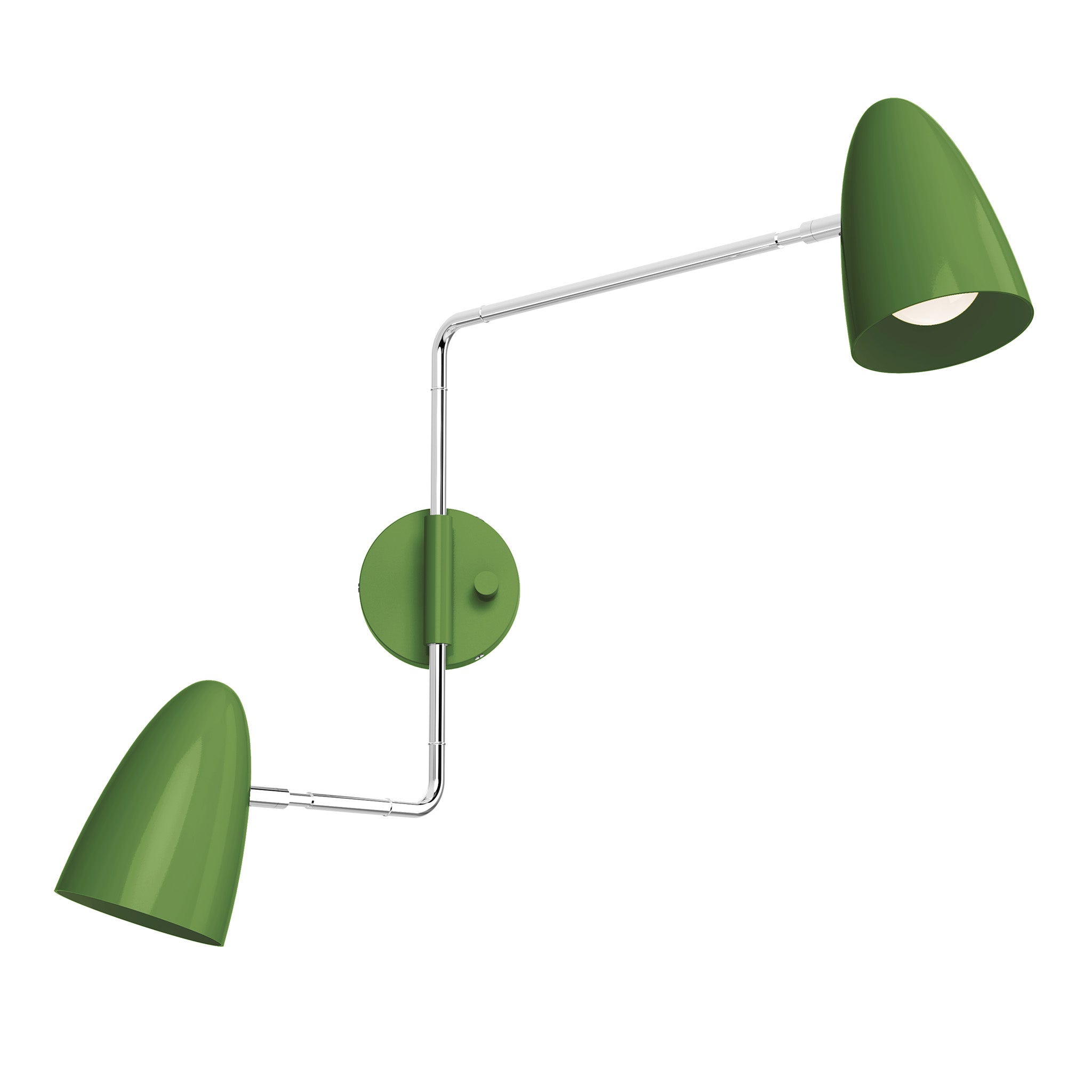 nickel python green color boom double swing arm sconce dutton brown lighting