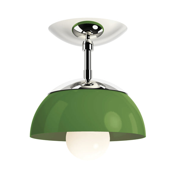 Cadbury Flush Mount 8 inch nickel / python green dutton brown lighting
