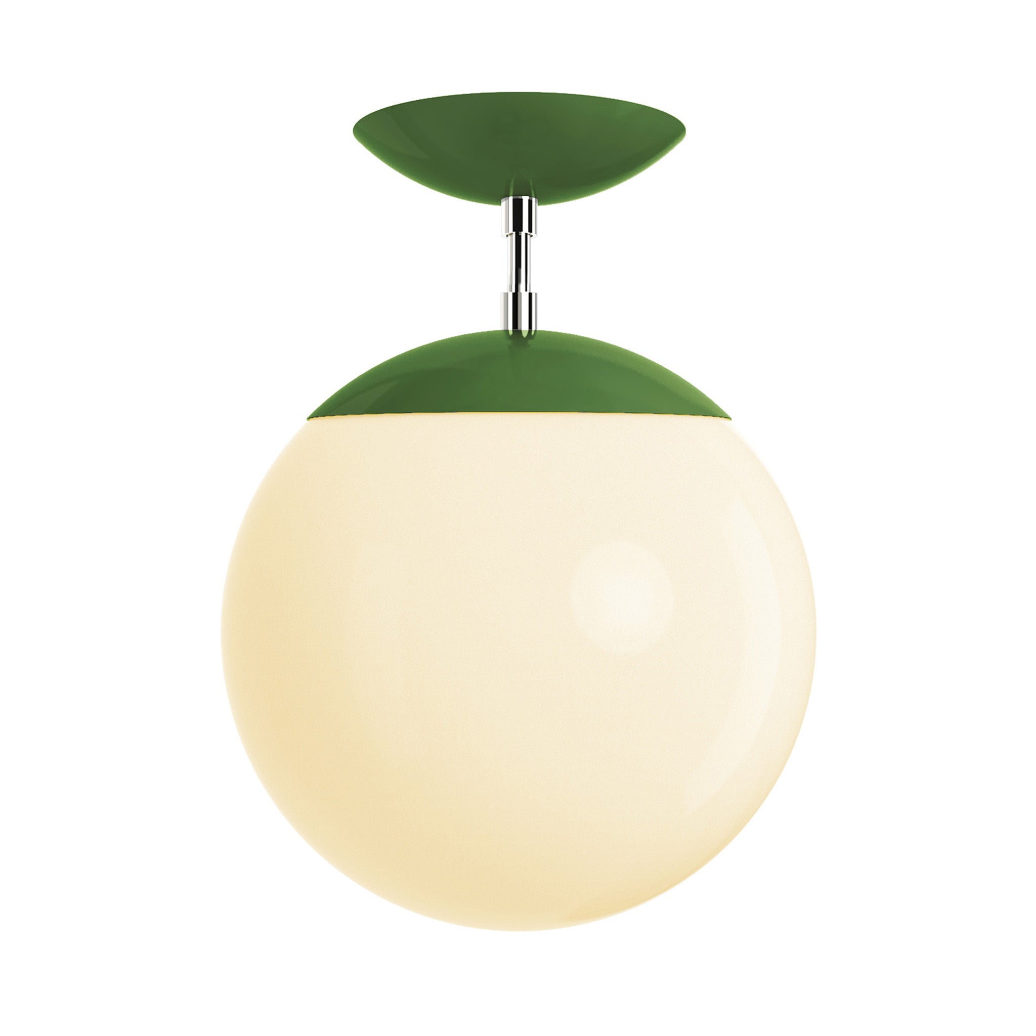 Polished nickel and python green cap globe flush mount 10" dutton brown lighting