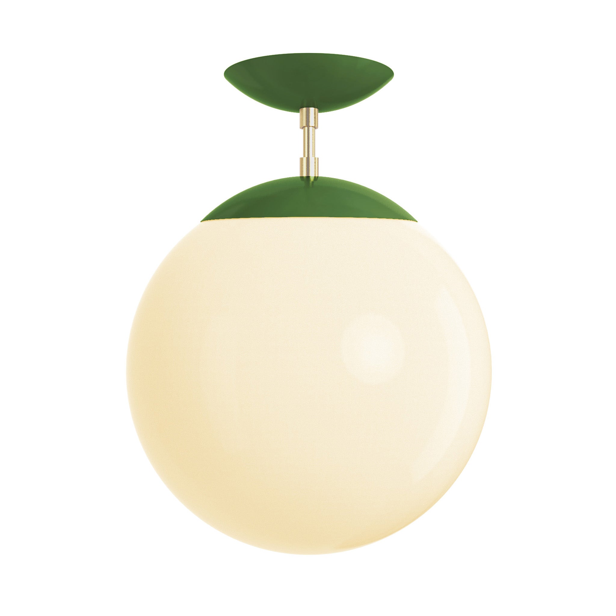 Brass and python green cap white globe flush mount 12" dutton brown lighting