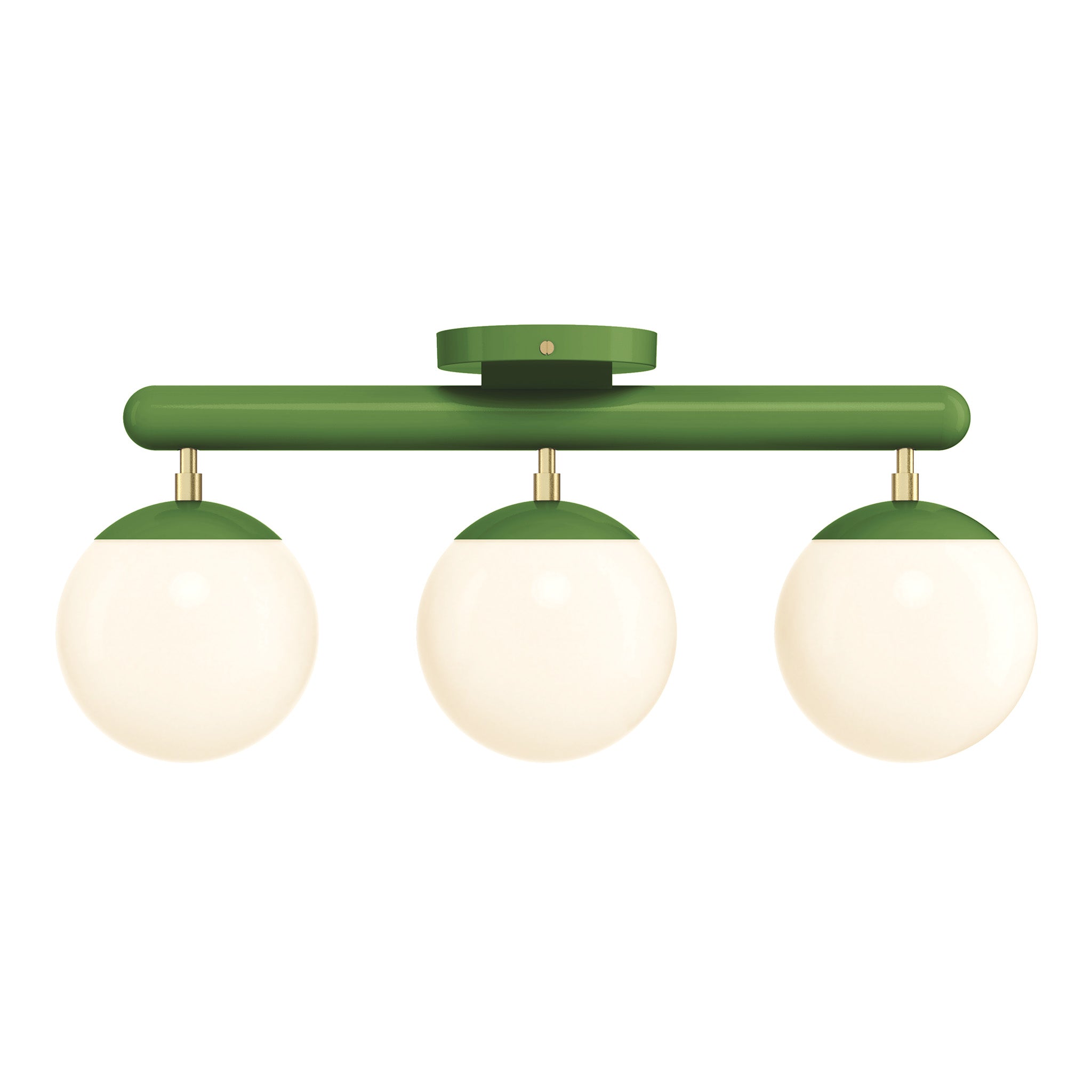 brass and python green color Icon 3 flush mount Dutton Brown lighting