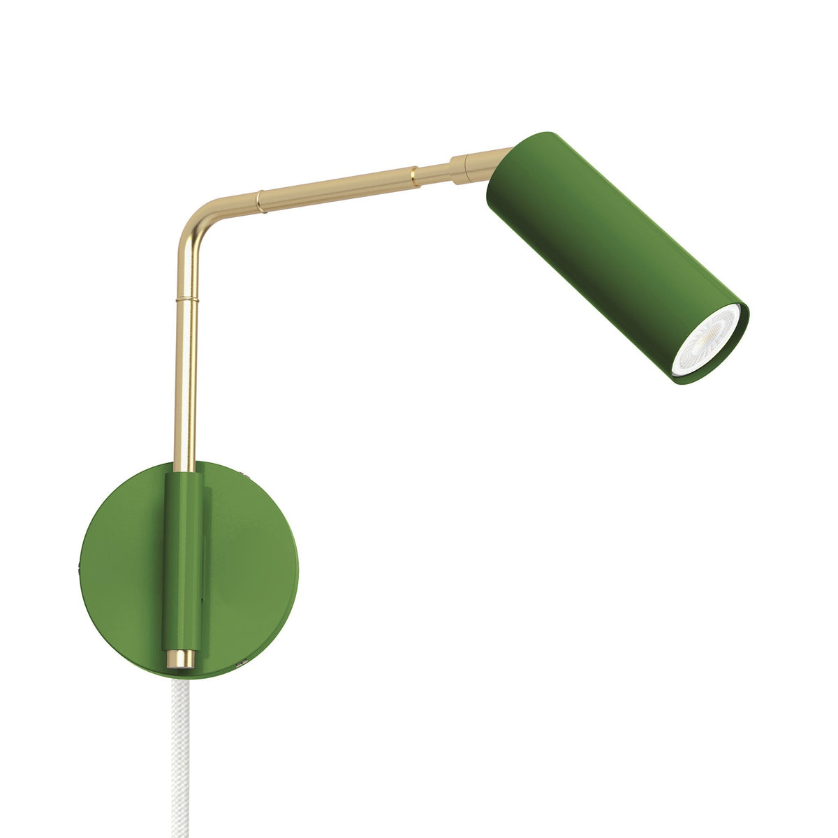 brass python green color reader swing arm plug-in sconce - 9" arm dutton brown lighting