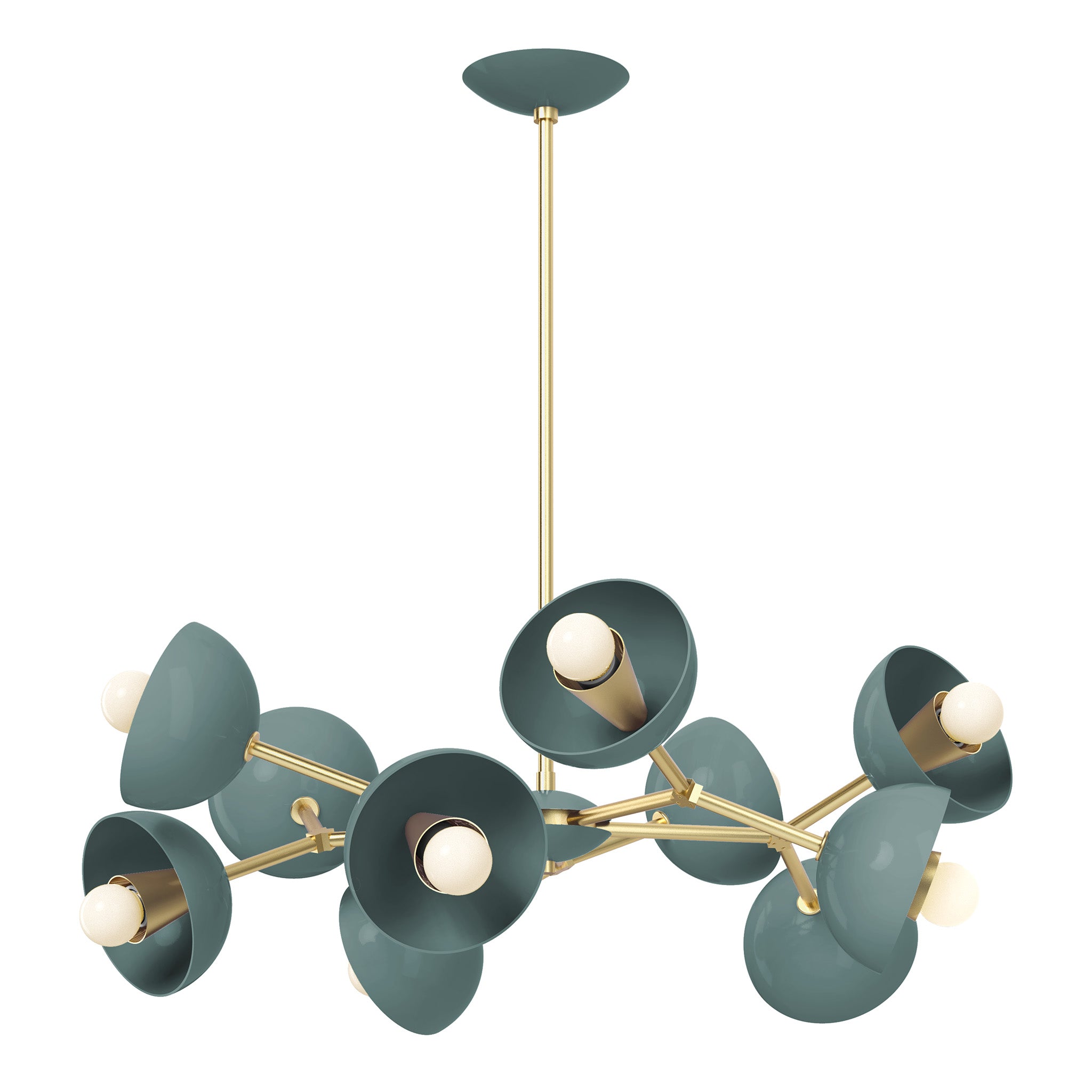 Brass and lagoon color Alegria chandelier 30" Dutton Brown lighting