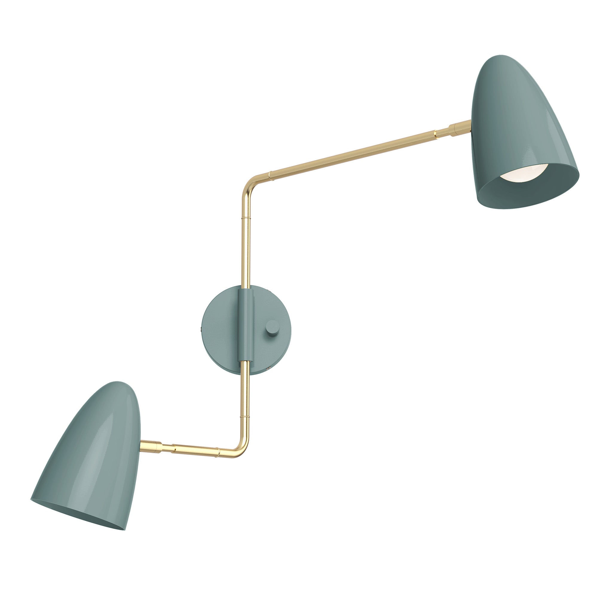 brass lagoon color boom double swing arm sconce dutton brown lighting