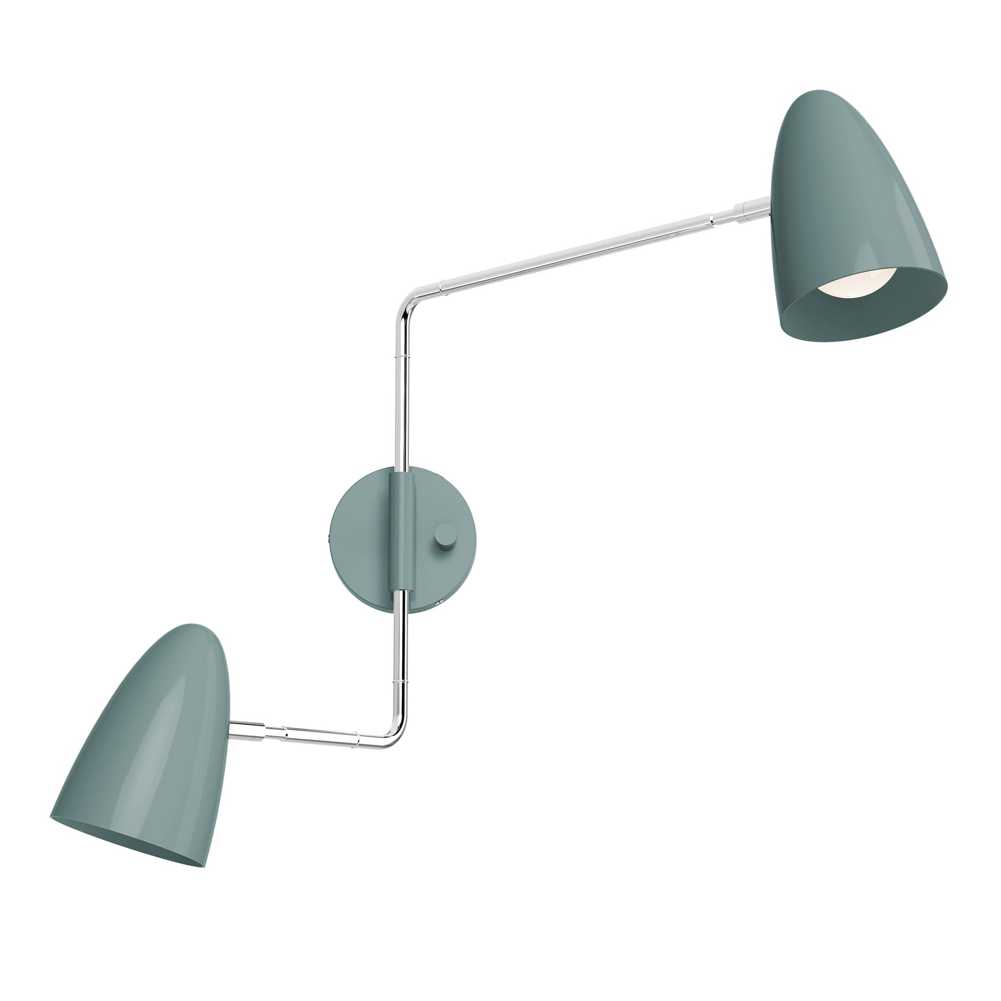 nickel lagoon color boom double swing arm sconce dutton brown lighting
