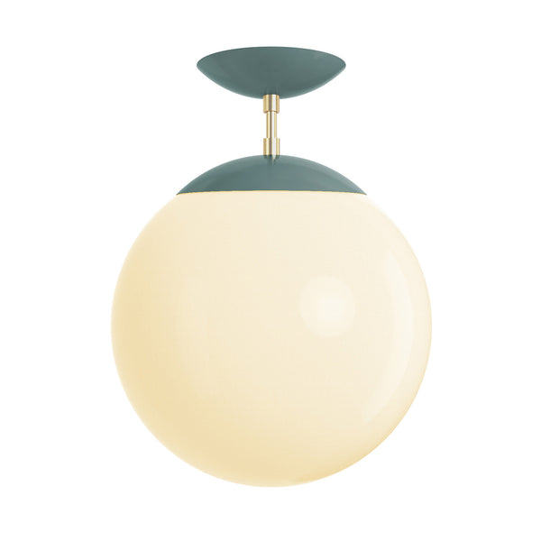 Brass and lagoon cap globe flush mount 12" dutton brown ceiling lighting