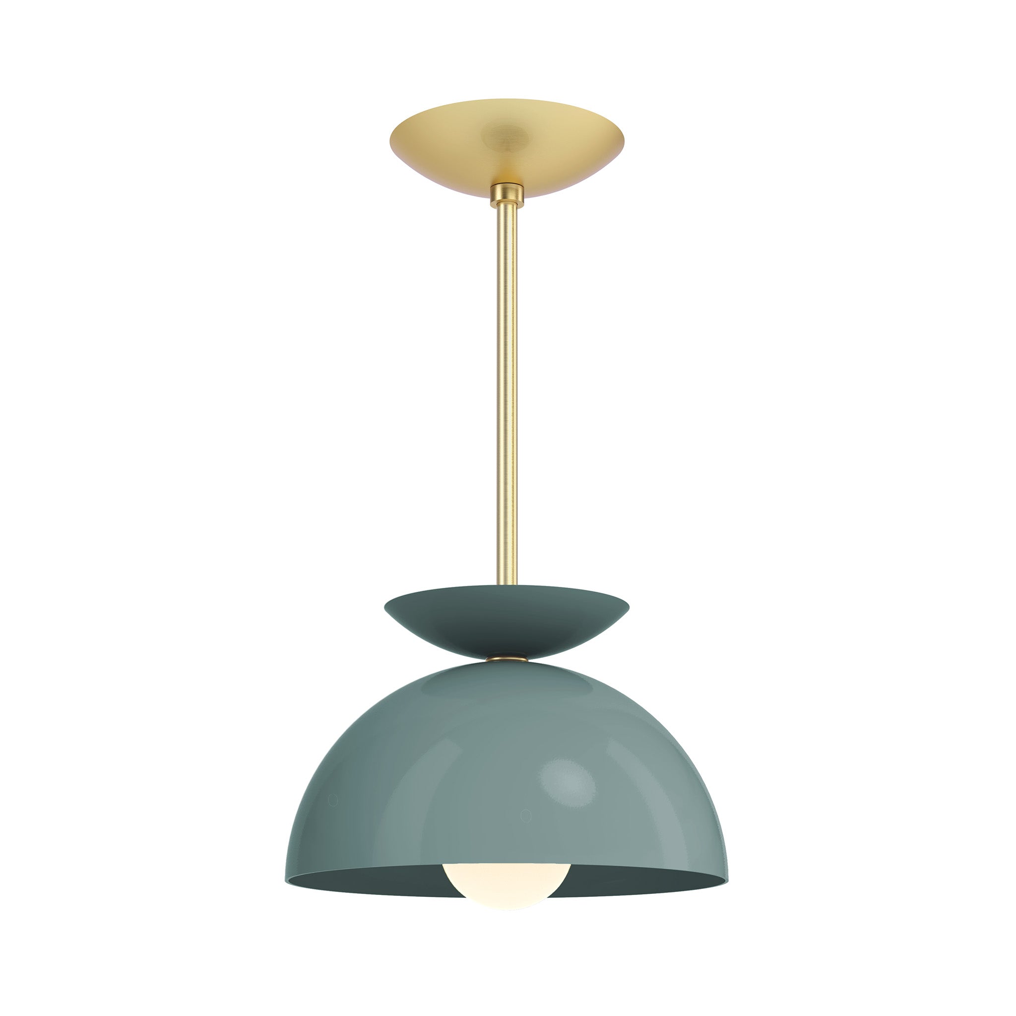 Brass and lagoon color Echo pendant 10" Dutton Brown lighting