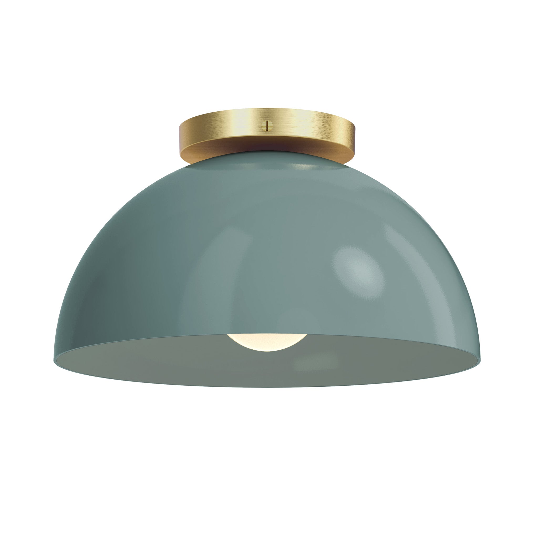 Brass and lagoon color Hemi flush mount 12" Dutton Brown lighting