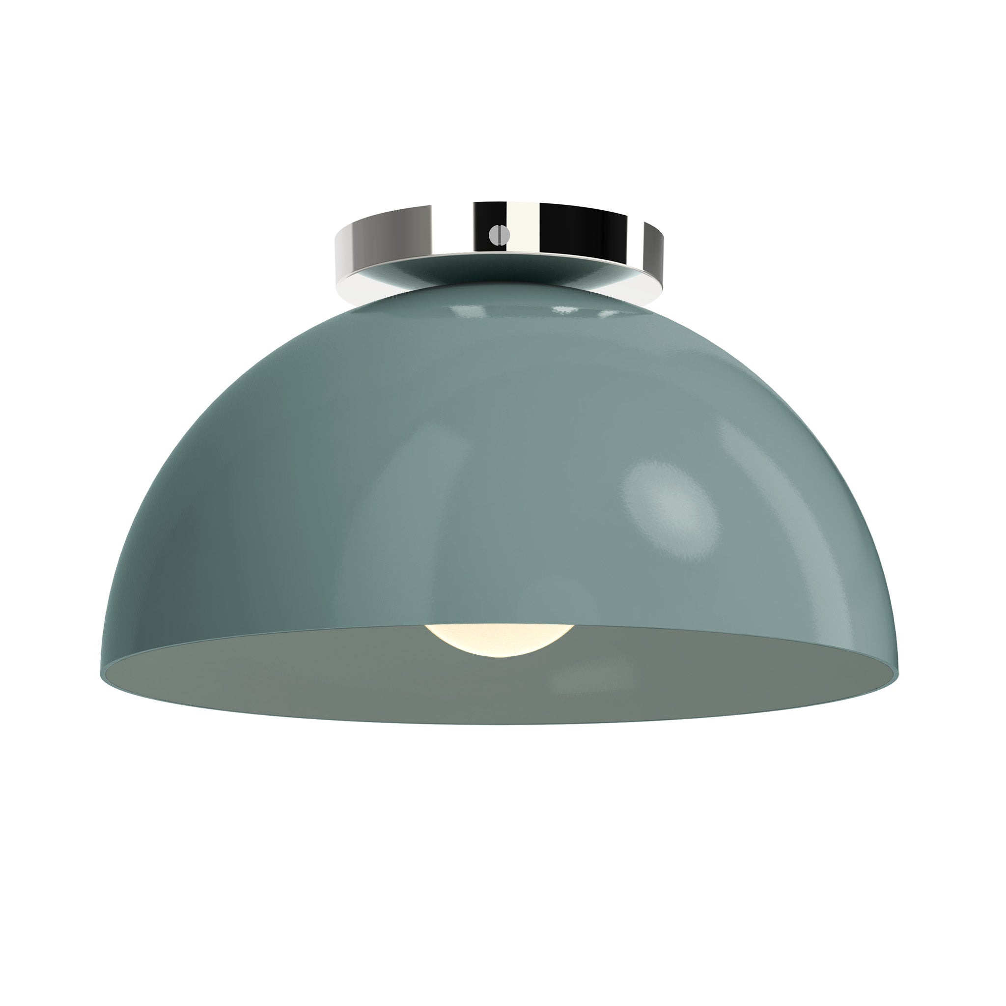 nickel and lagoon color Hemi flush mount 12" Dutton Brown lighting