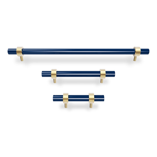 Brass and cobalt color Caliber pull Dutton Brown hardware
