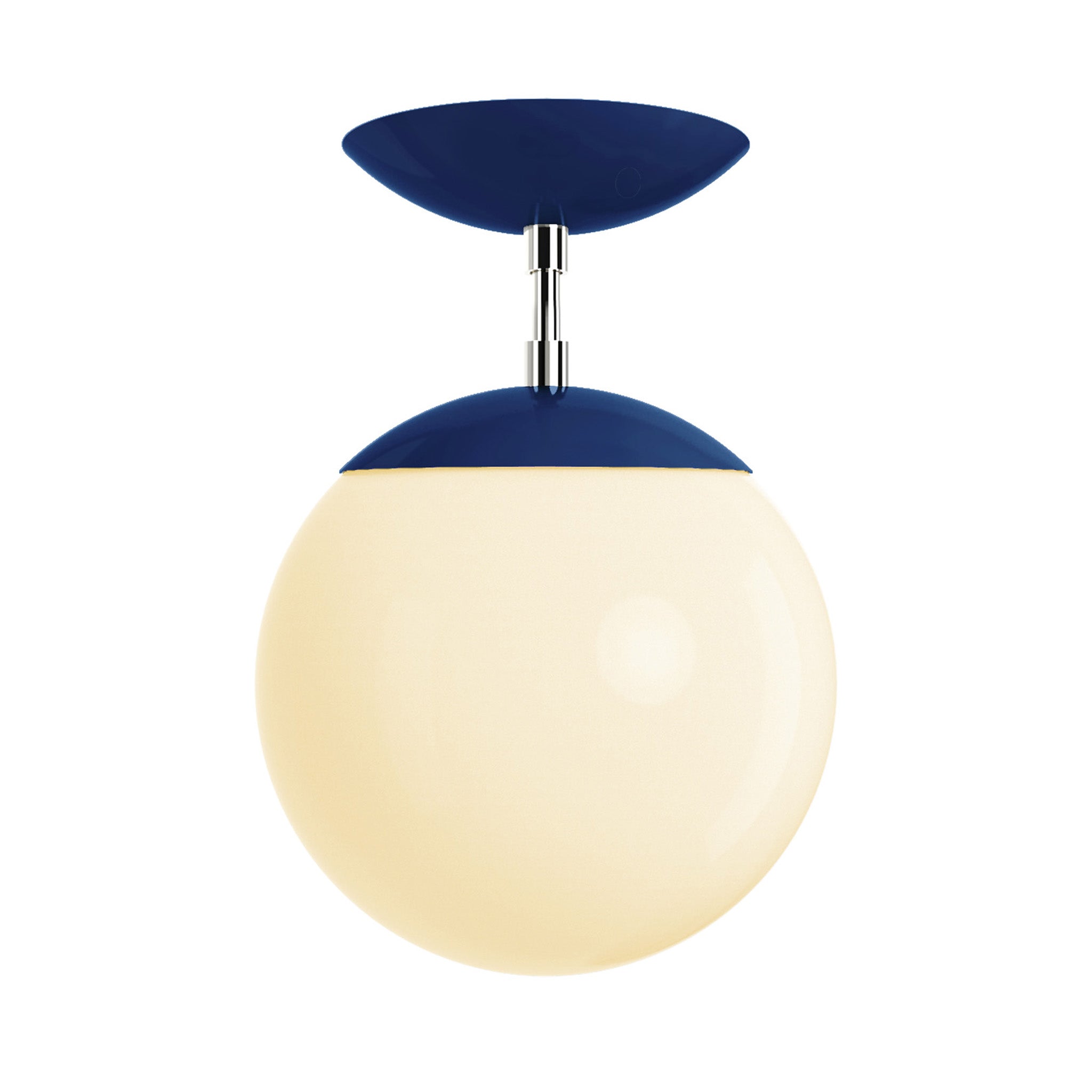 Polished nickel and cobalt cap globe flush mount 8" dutton brown lighting