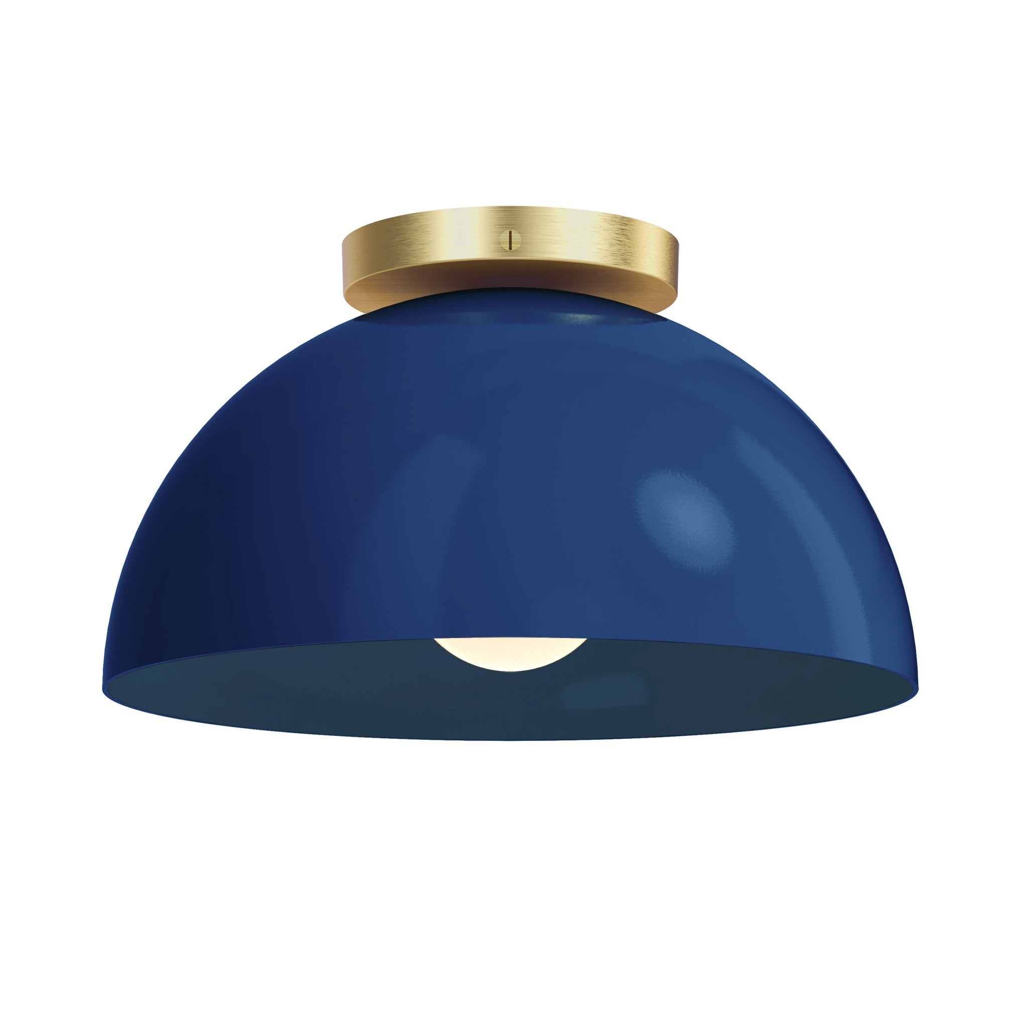 Brass and cobalt color Hemi flush mount 12" Dutton Brown lighting