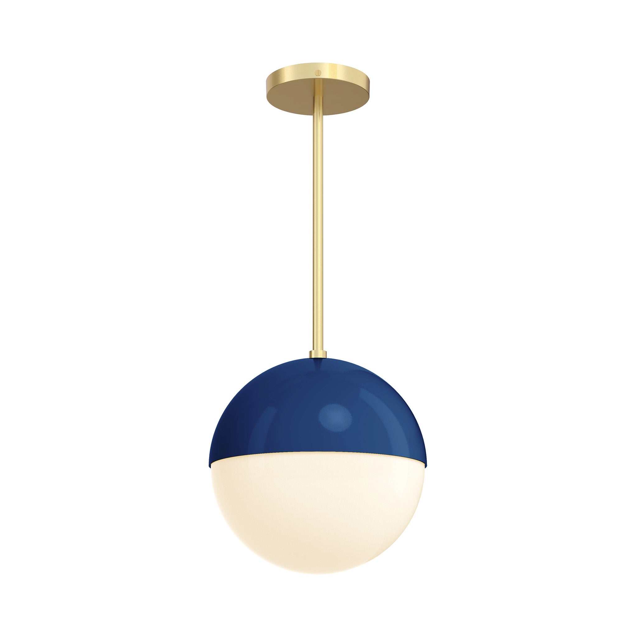 brass and cobalt lure globe pendant 10 inch dutton brown lighting
