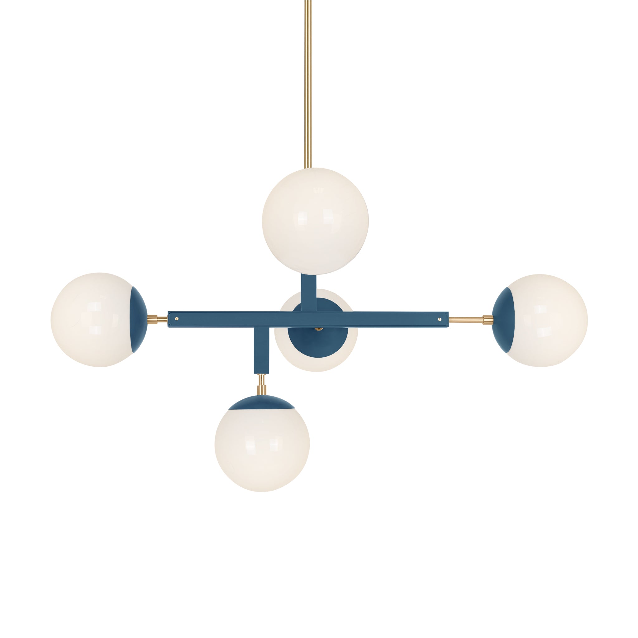 Brass and slate blue color Prisma chandelier 35" Dutton Brown lighting