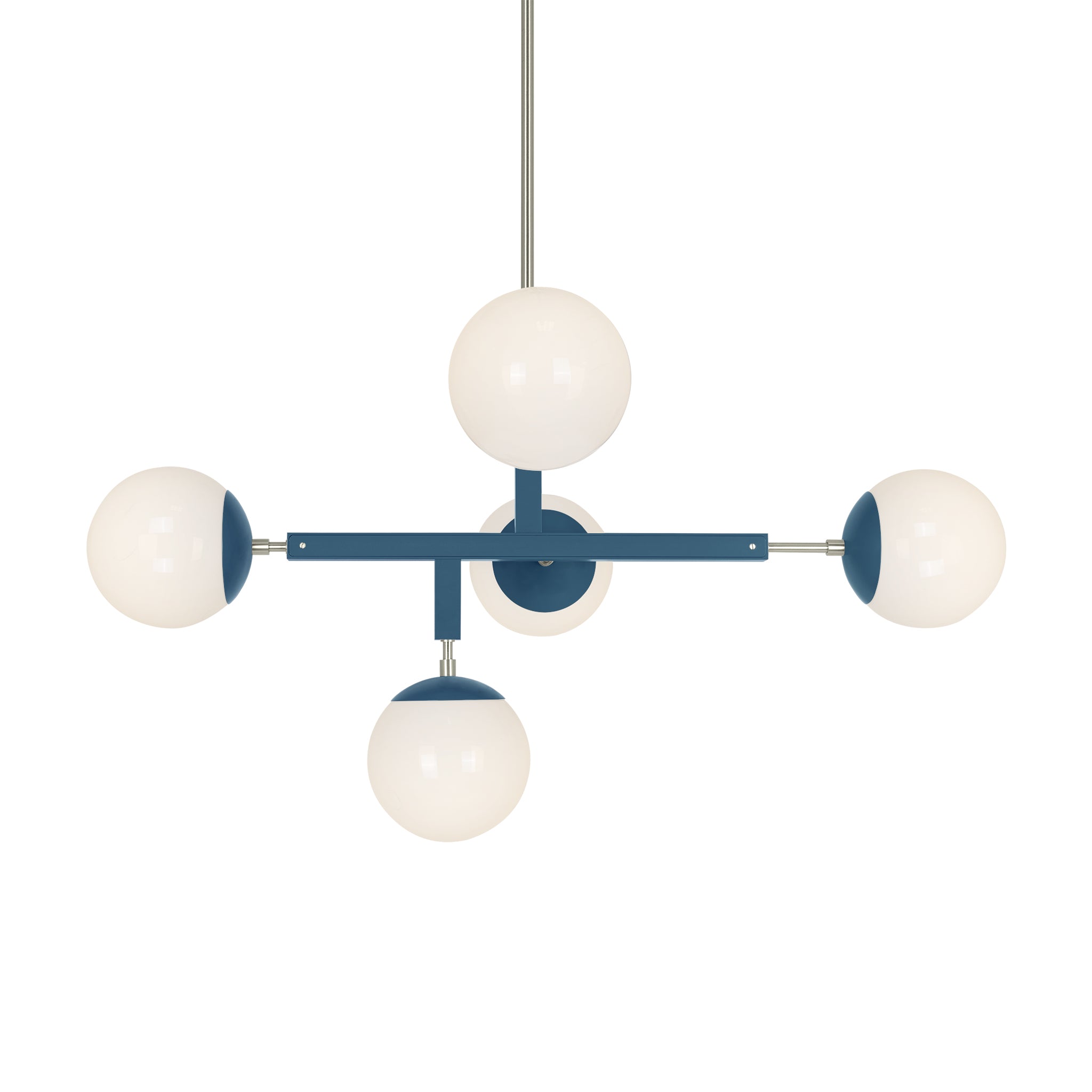 Nickel and slate blue color Prisma chandelier 35" Dutton Brown lighting