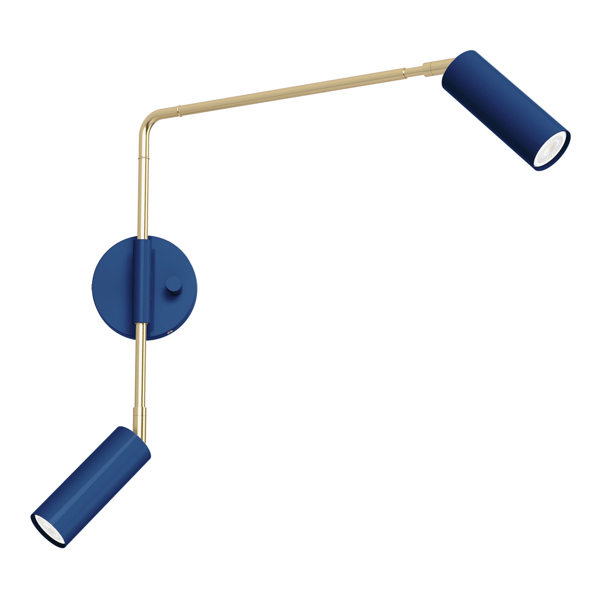 brass cobalt color reader double swing arm sconce dutton brown lighting