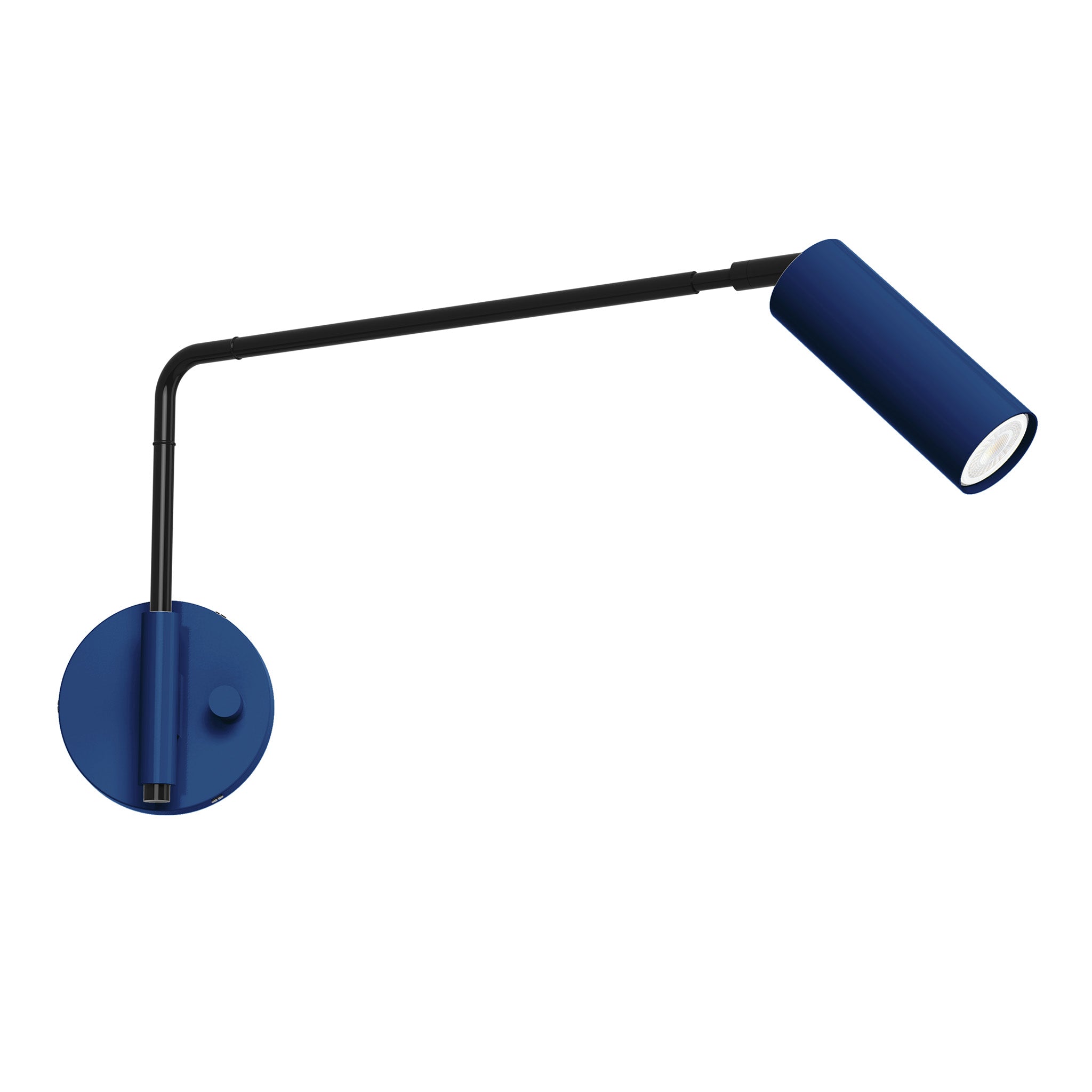 black cobalt color reader swing arm sconce - 17" arm dutton brown lighting