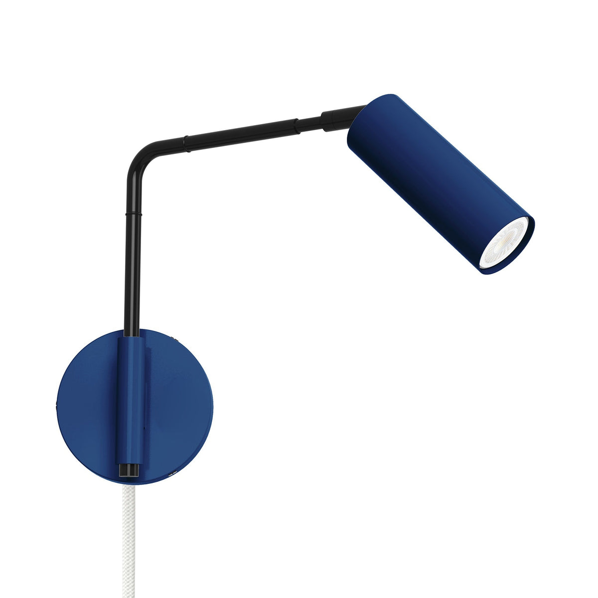 black cobalt color reader swing arm plug-in sconce - 9" arm dutton brown lighting