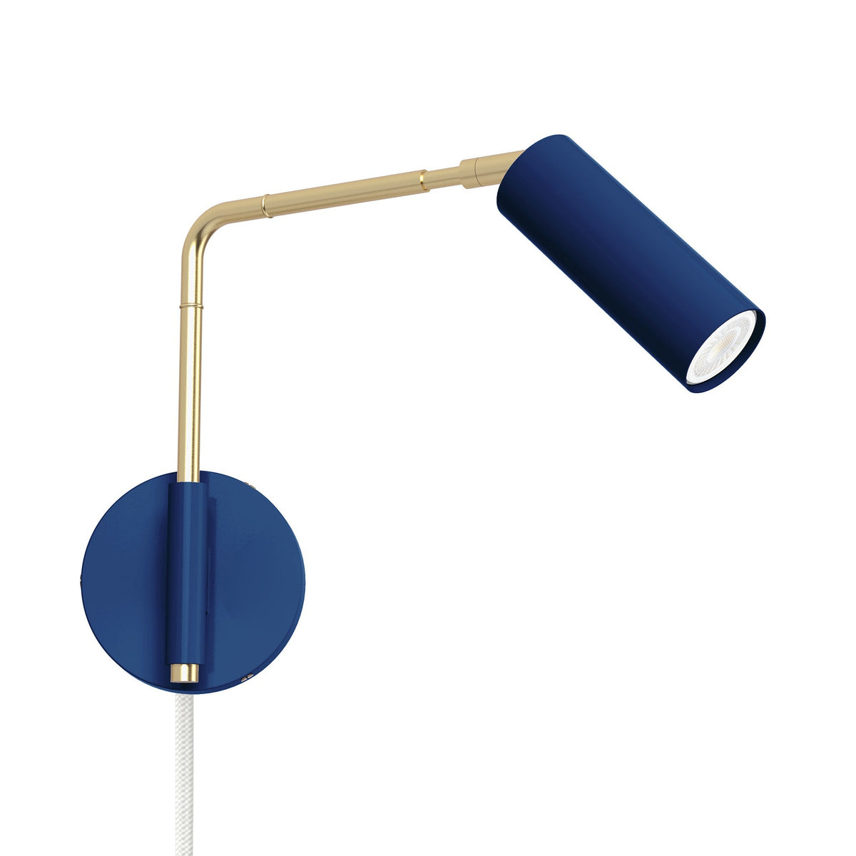 brass cobalt color reader swing arm plug-in sconce - 9" arm dutton brown lighting