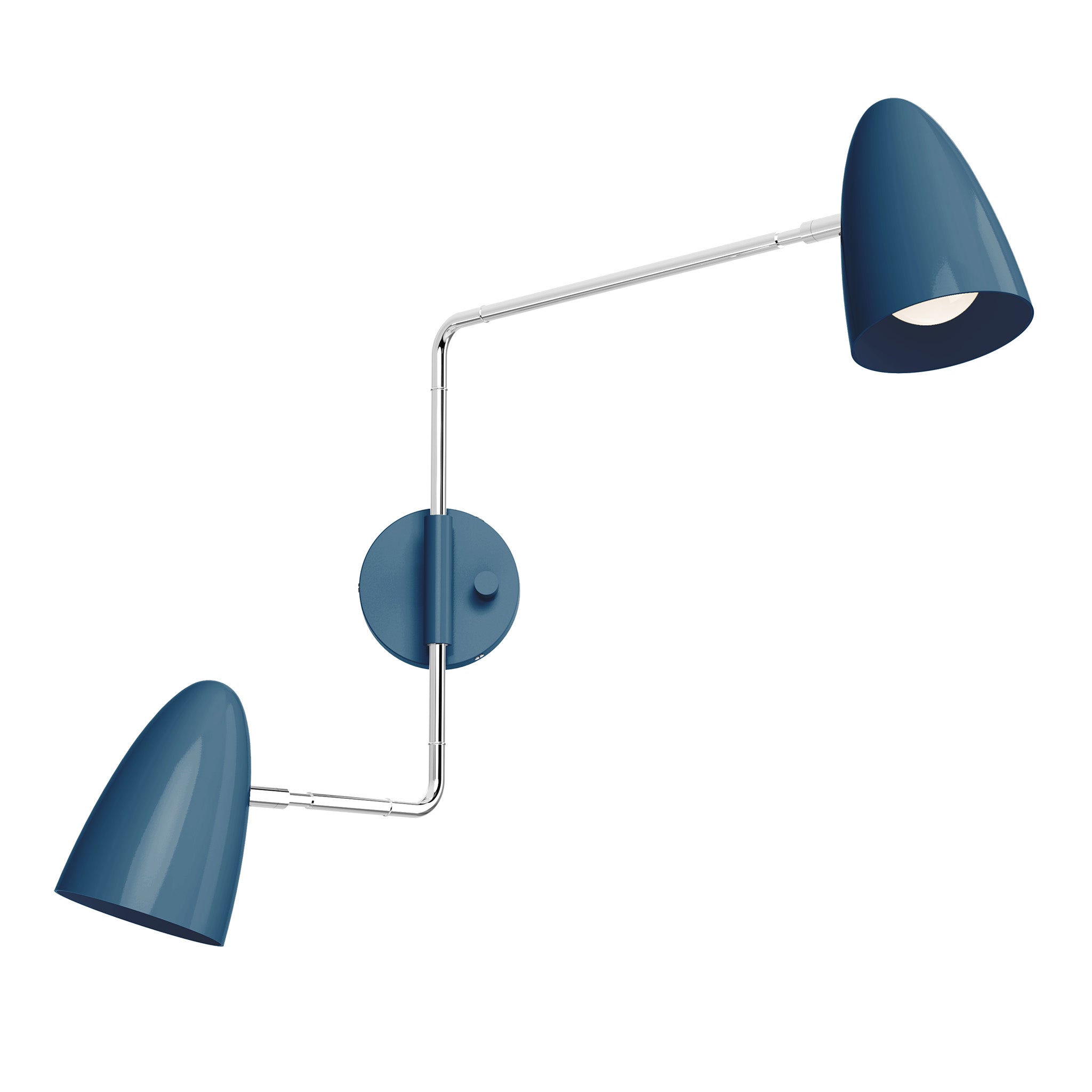 nickel slate blue color boom double swing arm sconce dutton brown lighting