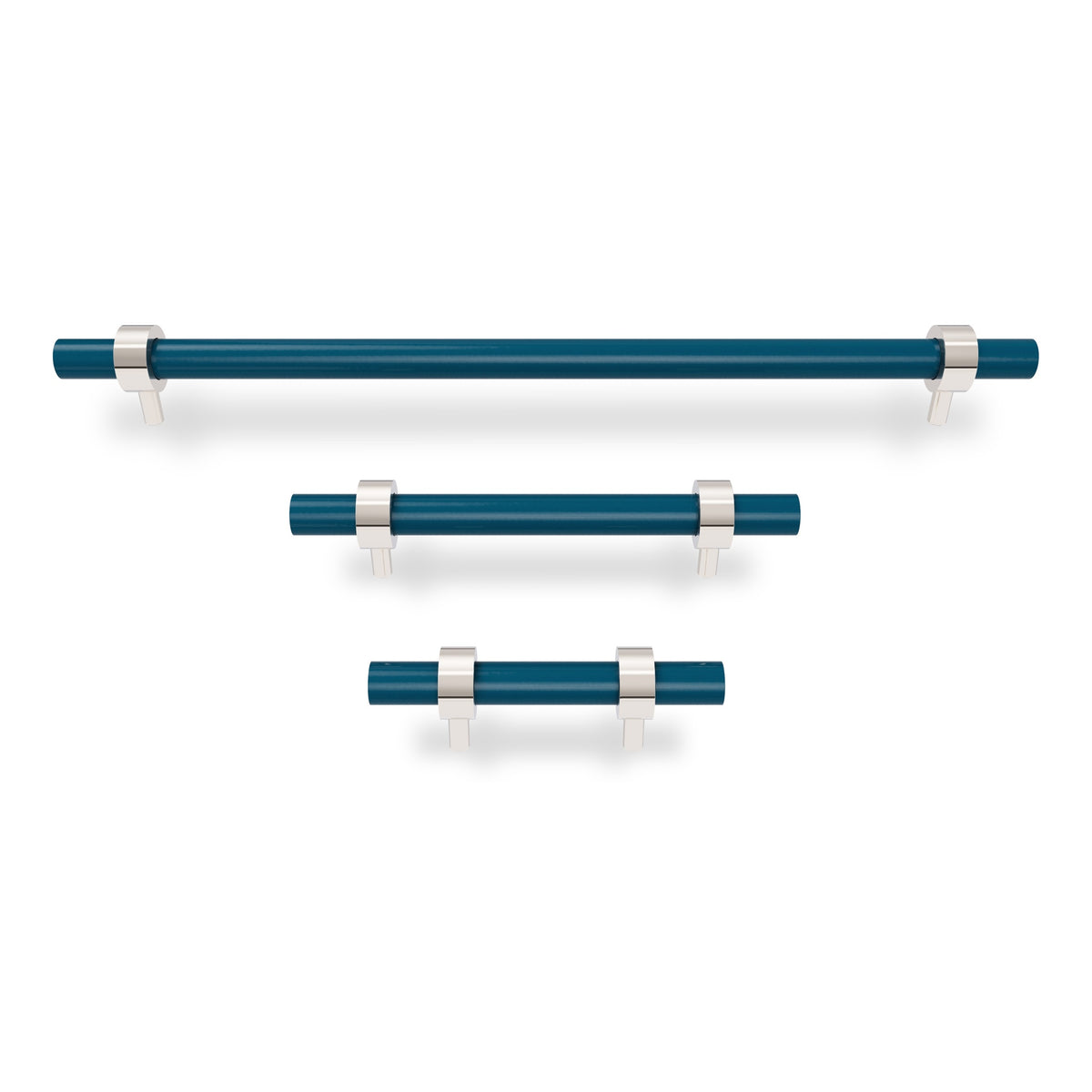 Nickel and slate blue color Caliber pull Dutton Brown hardware