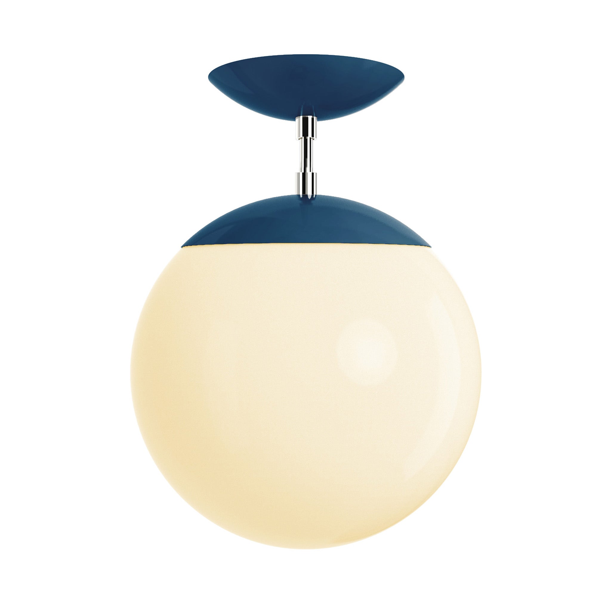 Polished nickel and slate blue cap globe flush mount 10" dutton brown lighting