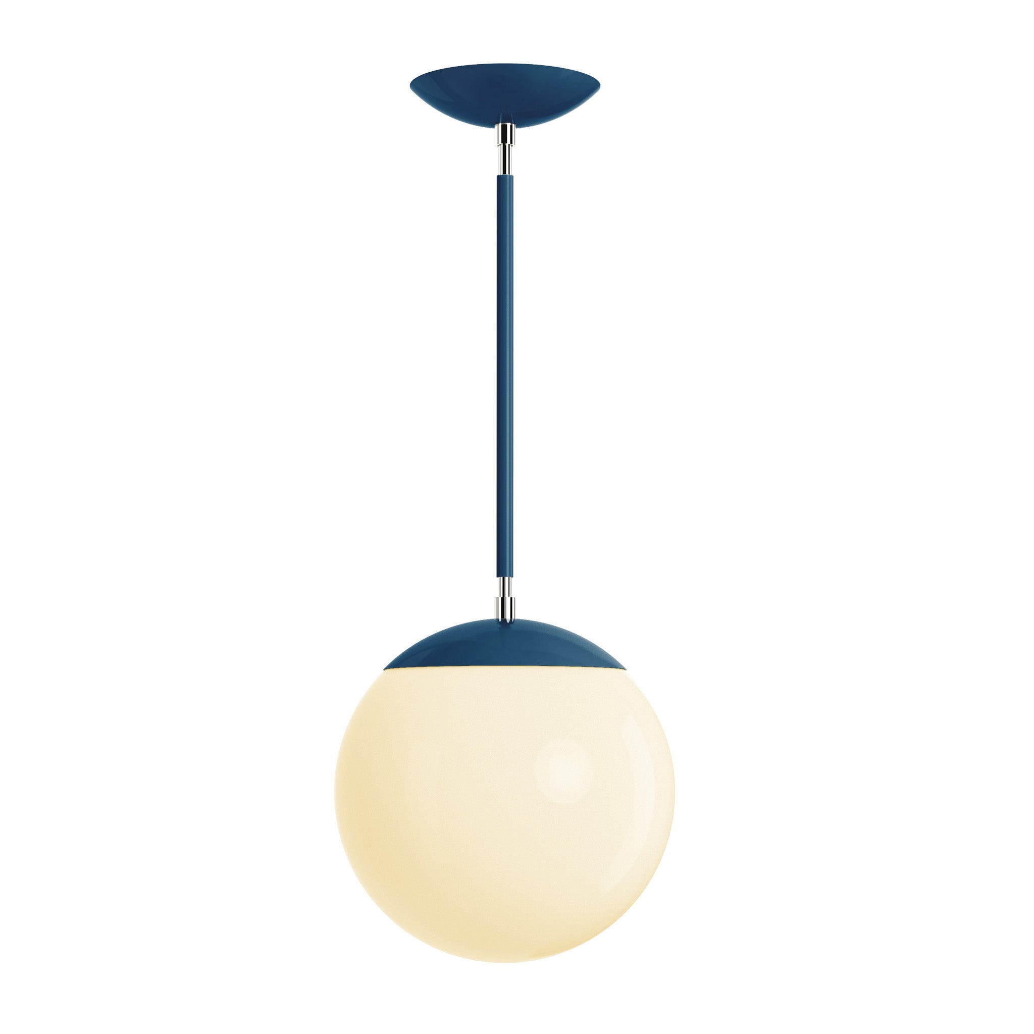 Polished nickel and slate blue cap globe pendant 10" dutton brown lighting