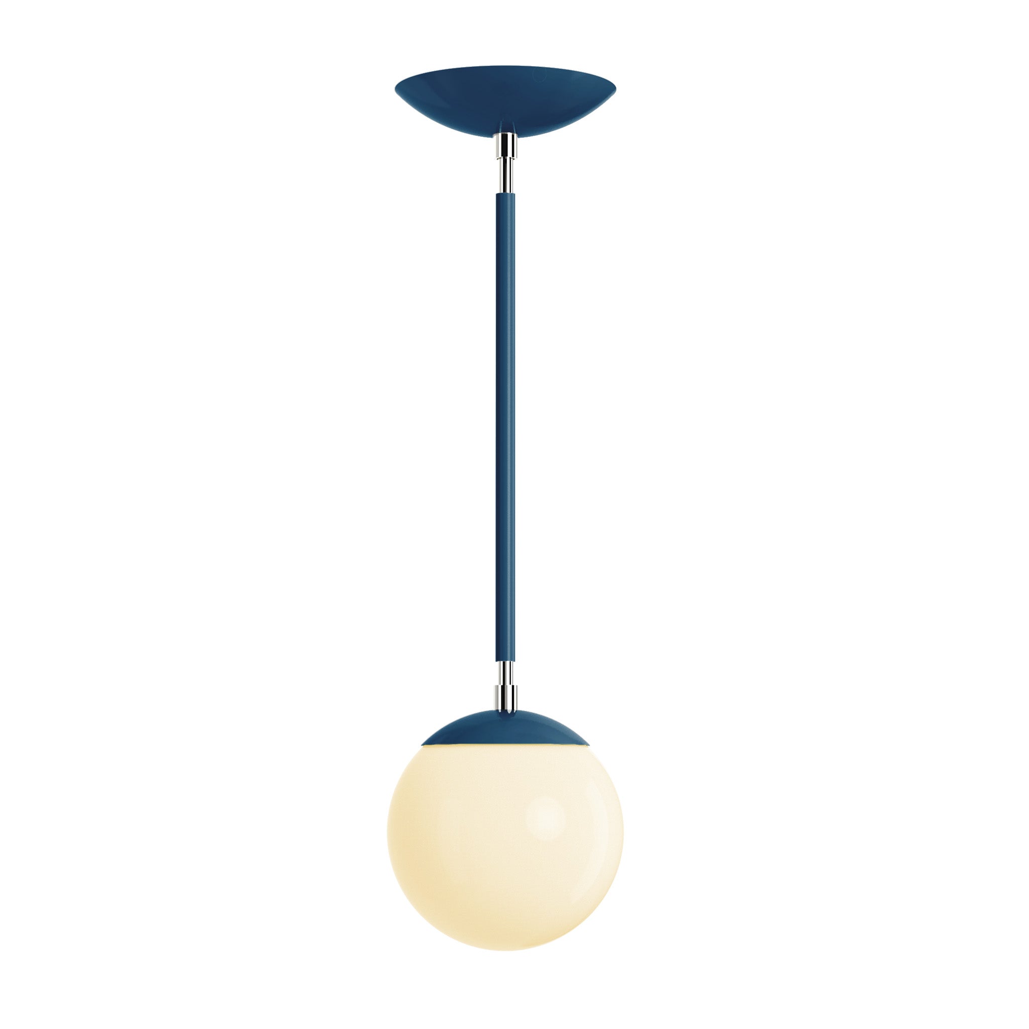 Polished Nickel and slate blue cap globe pendant 6" Dutton Brown lighting