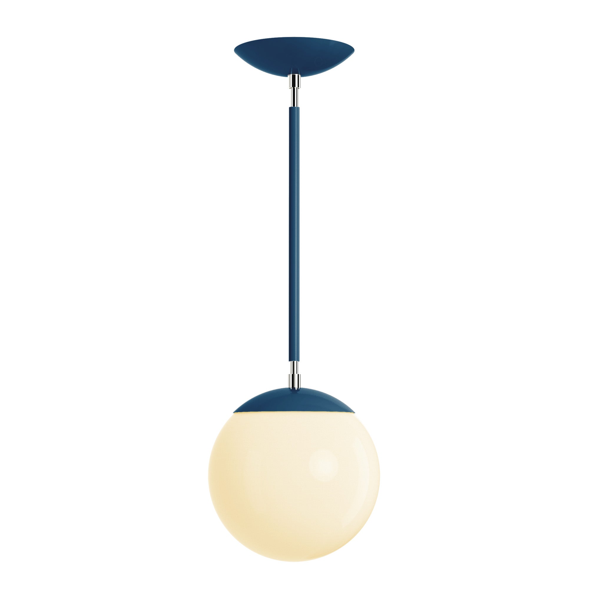 Polished nickel and slate blue cap globe pendant 8" dutton brown lighting