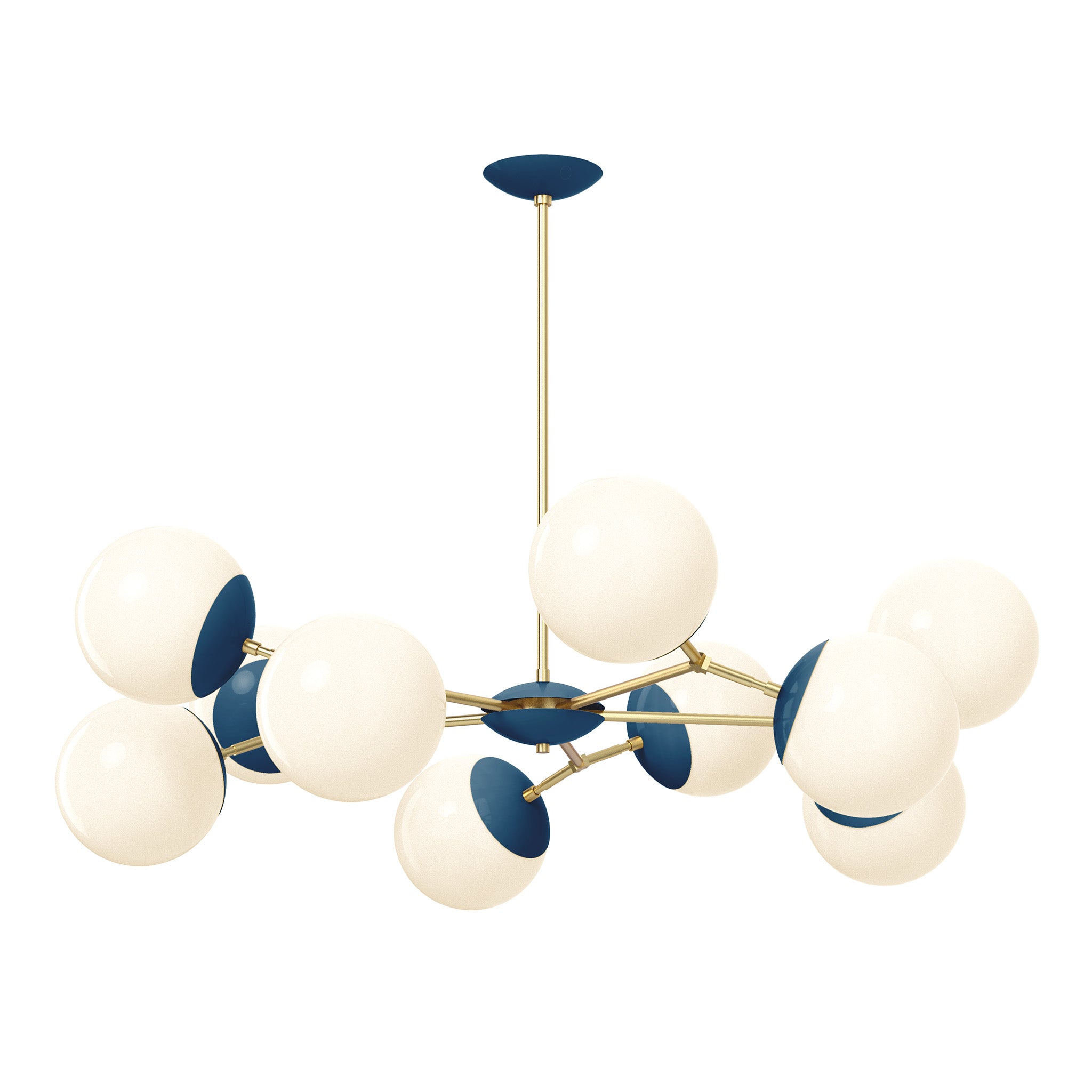brass slate blue color crown chandelier 46" dutton brown lighting