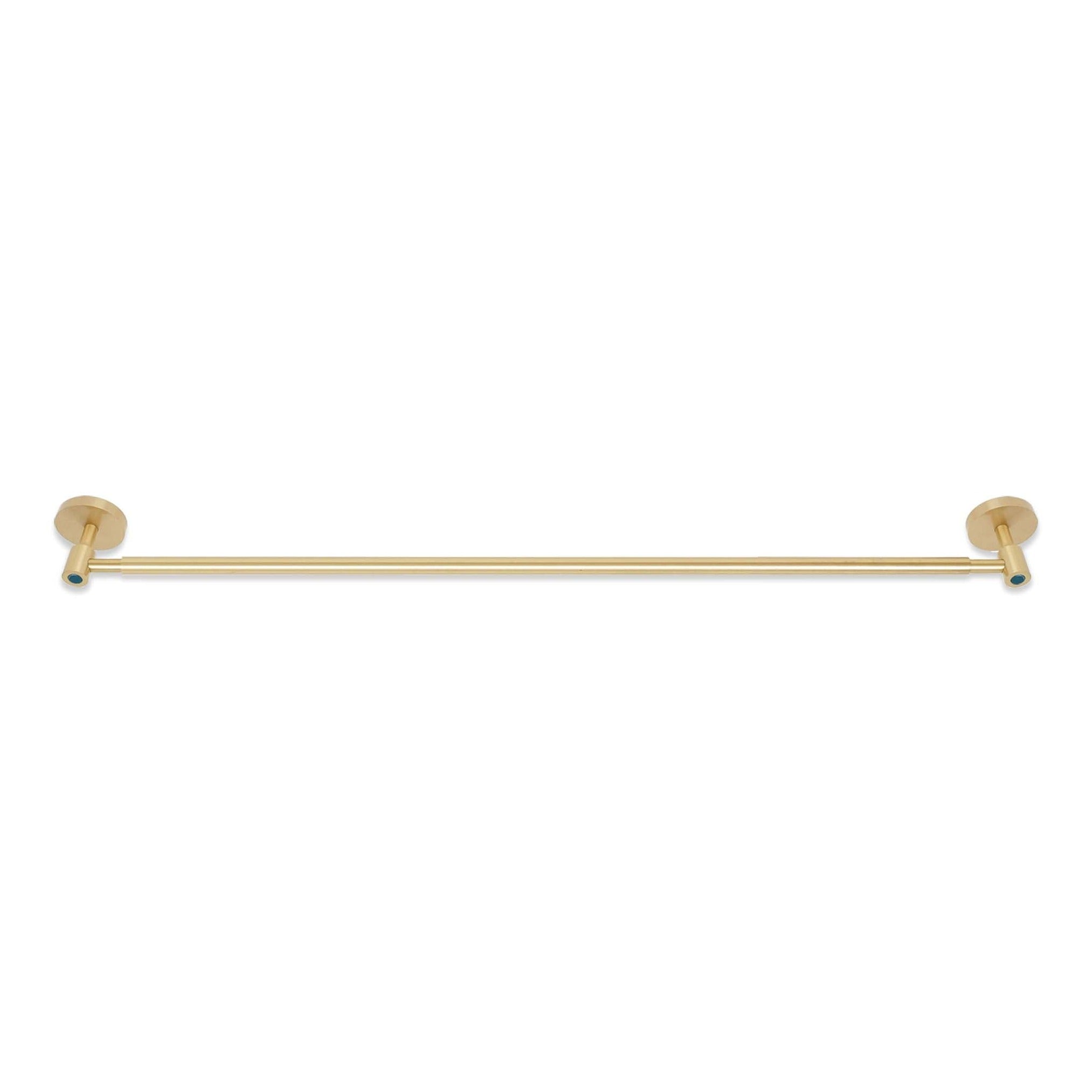 Brass and slate blue color Head towel bar 24" Dutton Brown hardware