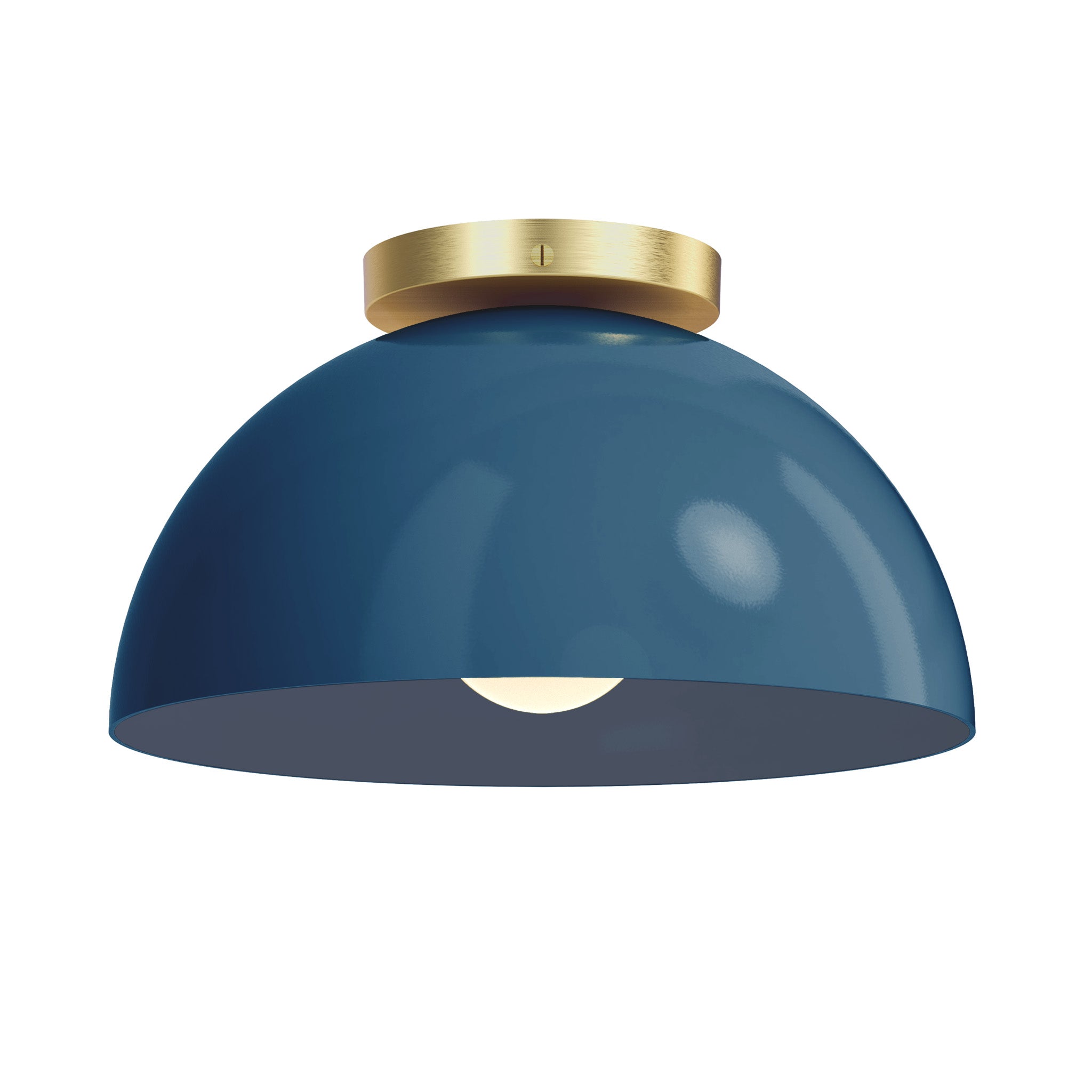 Brass and slate blue color Hemi flush mount 12" Dutton Brown lighting