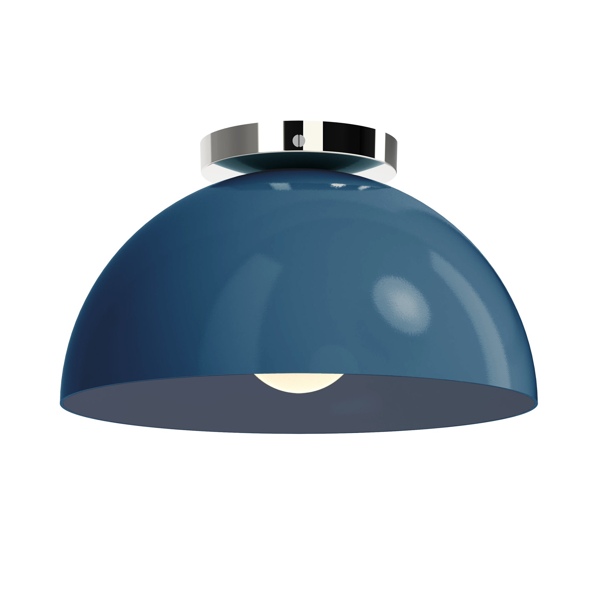 Nickel and slate blue color Hemi flush mount 12" Dutton Brown lighting