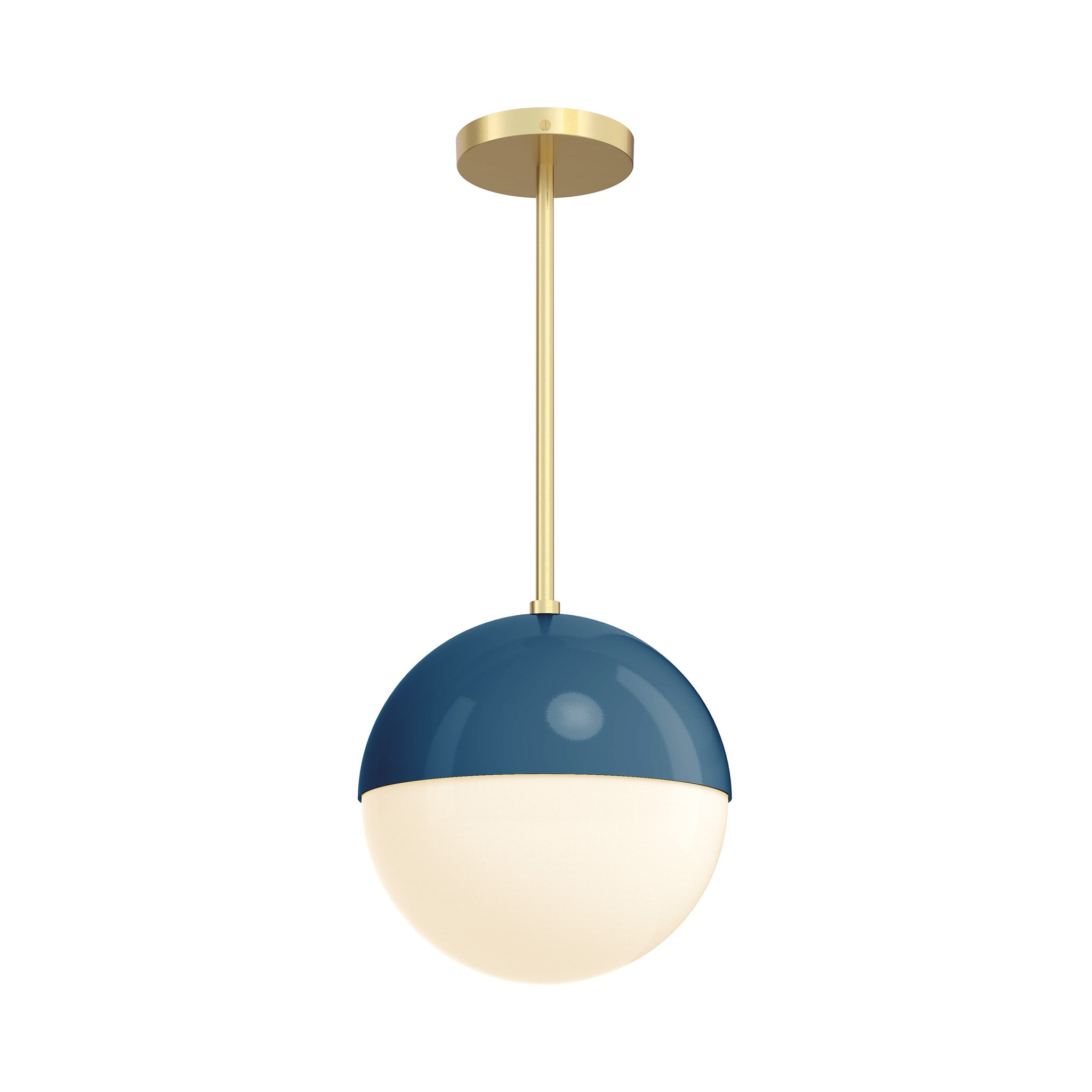 brass and slate blue lure globe pendant 10 inch dutton brown lighting