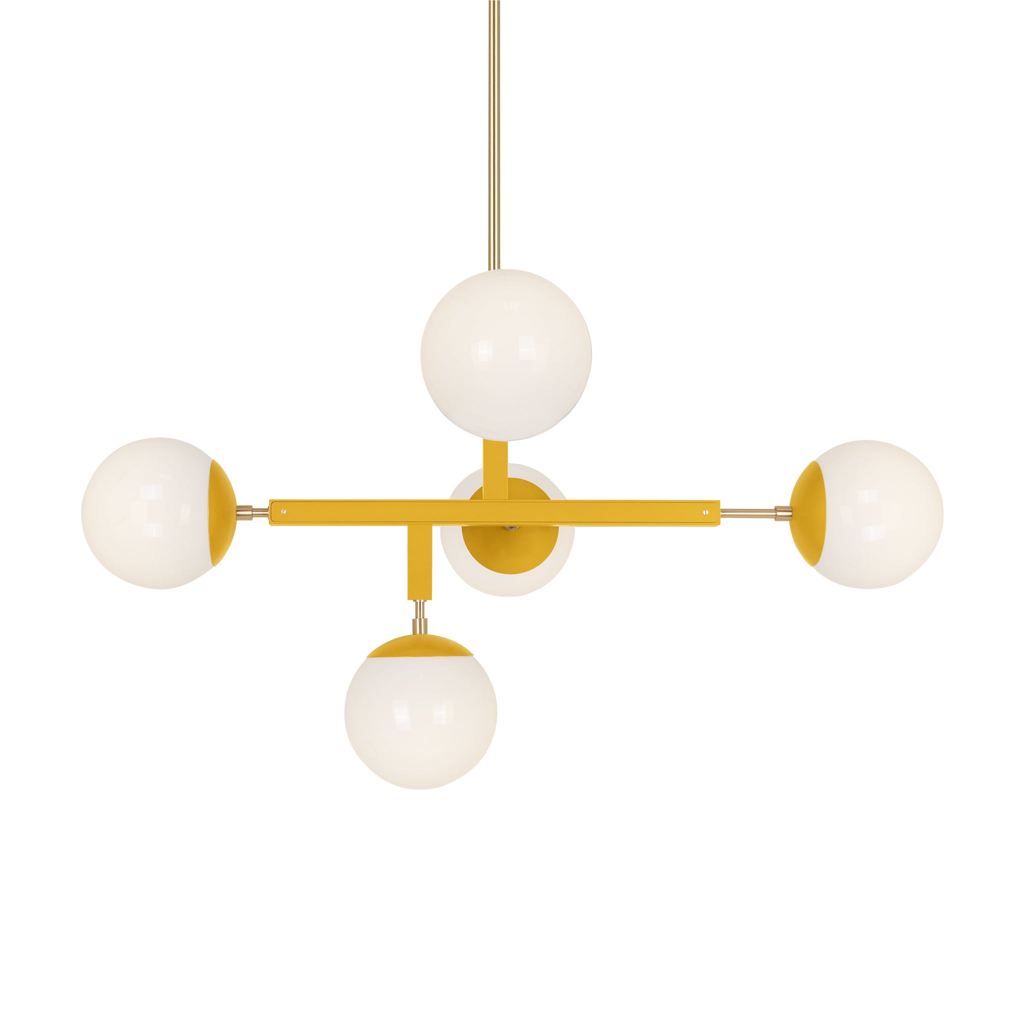 Brass and ochre color Prisma chandelier 35" Dutton Brown lighting