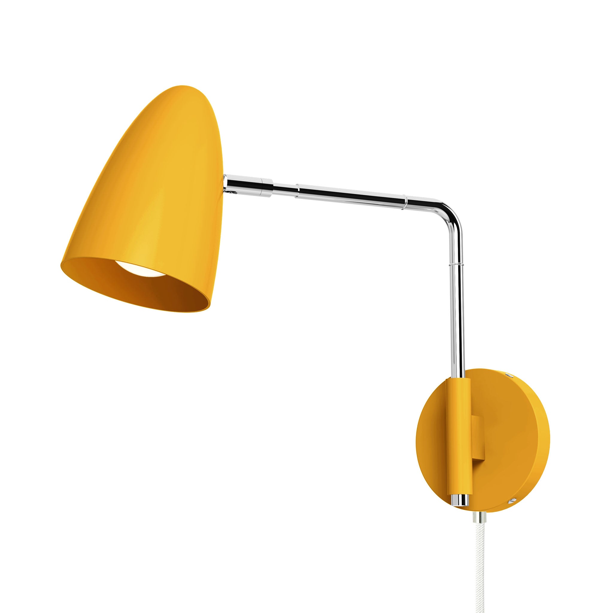 nickel ochre color boom swing arm plug-in sconce 9" arm dutton brown lighting