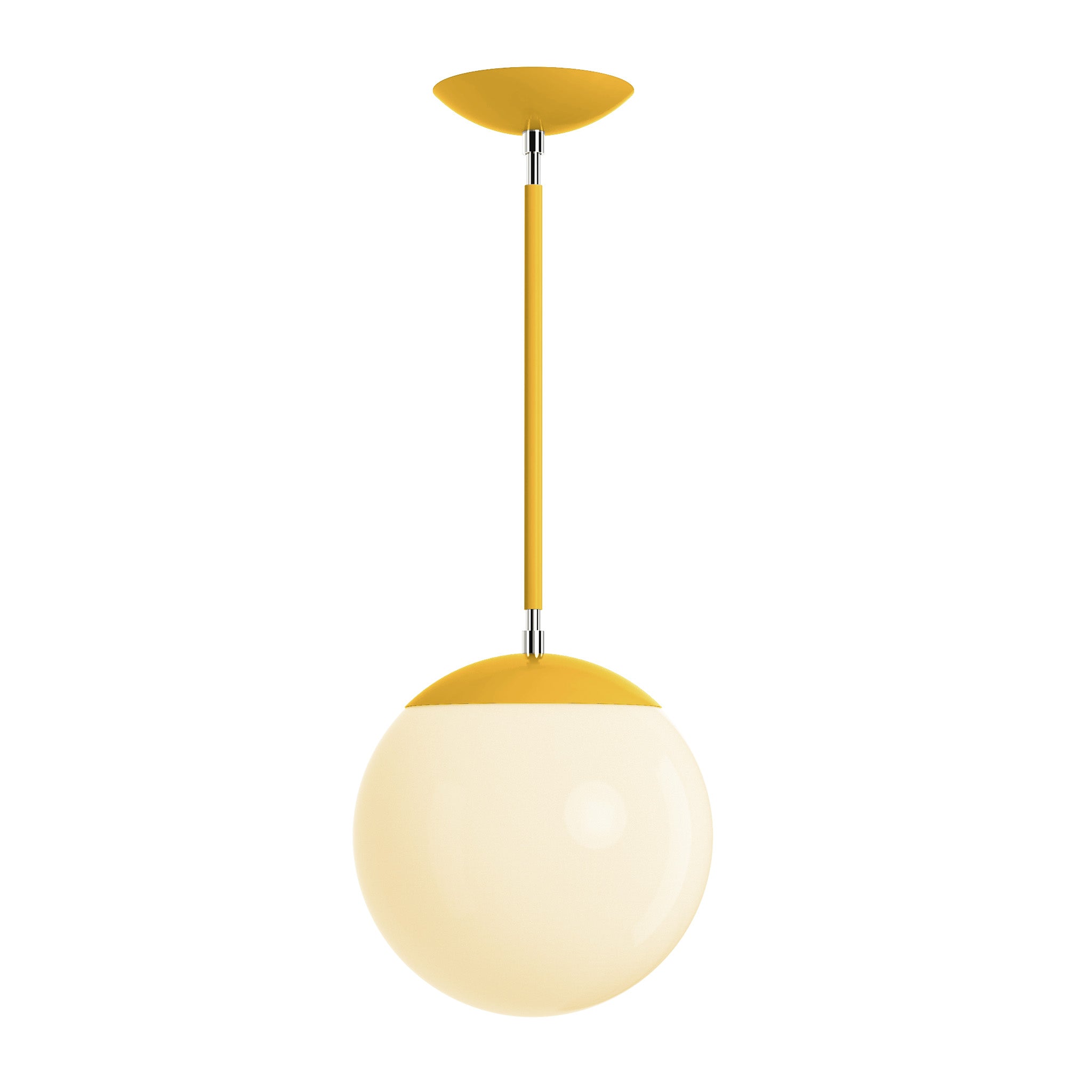 Polished nickel and ochre cap globe pendant 10" dutton brown lighting