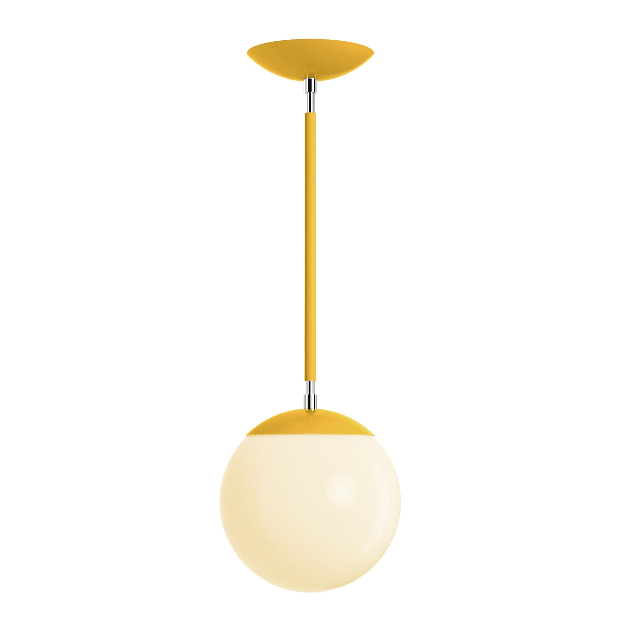 Polished nickel and ochre cap globe pendant 8" dutton brown lighting