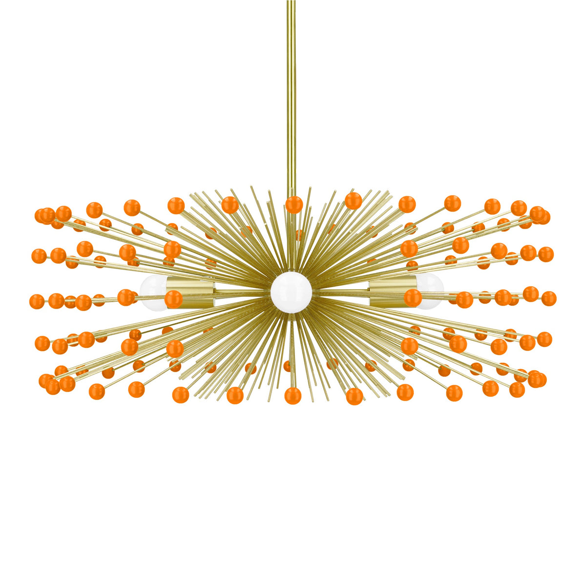 Brass and orange color Beaded Urchin chandelier 27" Dutton Brown lighting