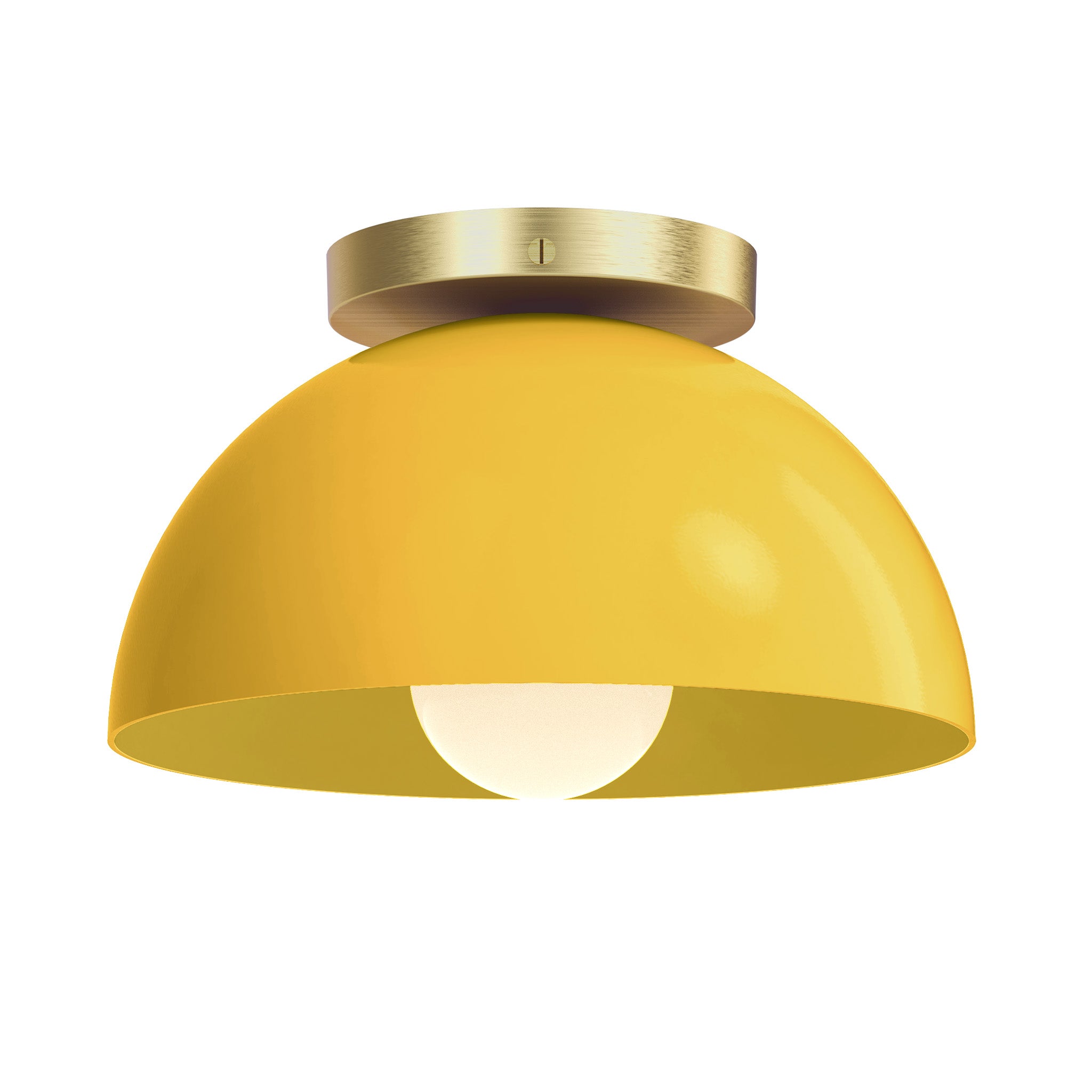 Brass and ochre color Hemi flush mount 10" Dutton Brown lighting