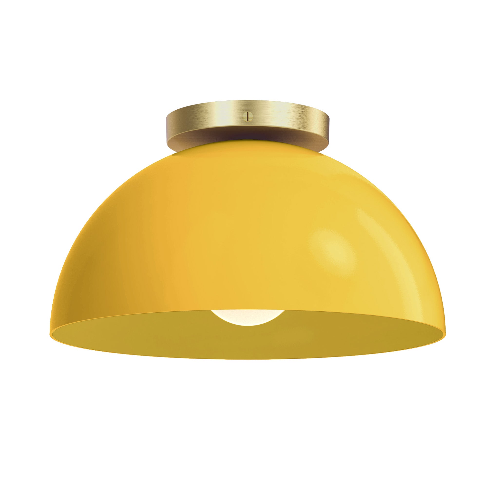 Brass and ochre color Hemi flush mount 12" Dutton Brown lighting