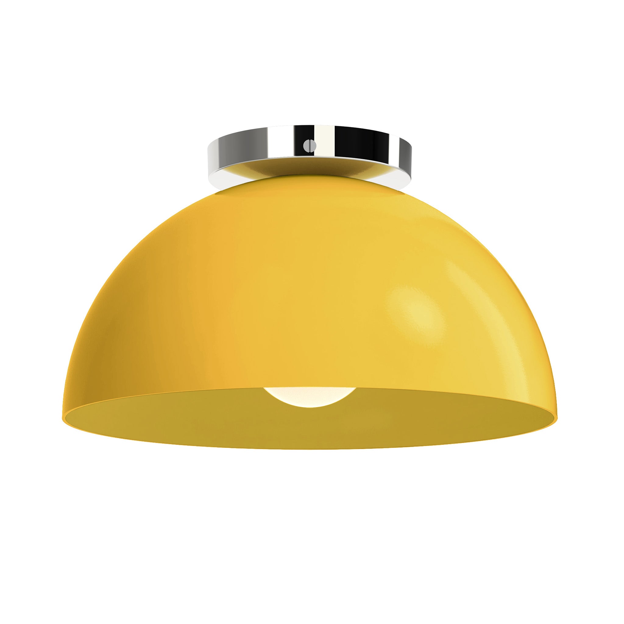 Nickel and ochre color Hemi flush mount 12" Dutton Brown lighting
