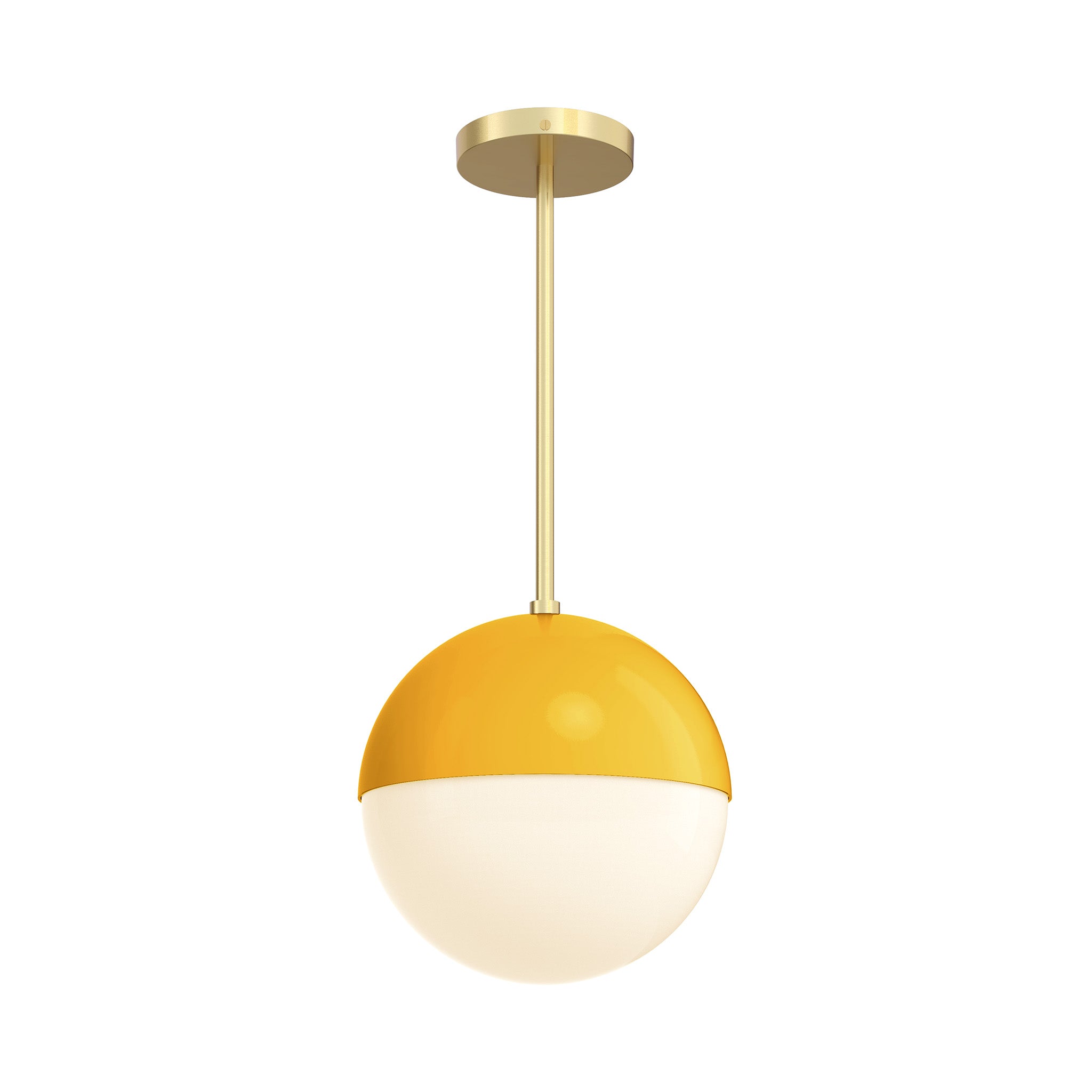 brass and ochre lure globe pendant 10 inch dutton brown lighting